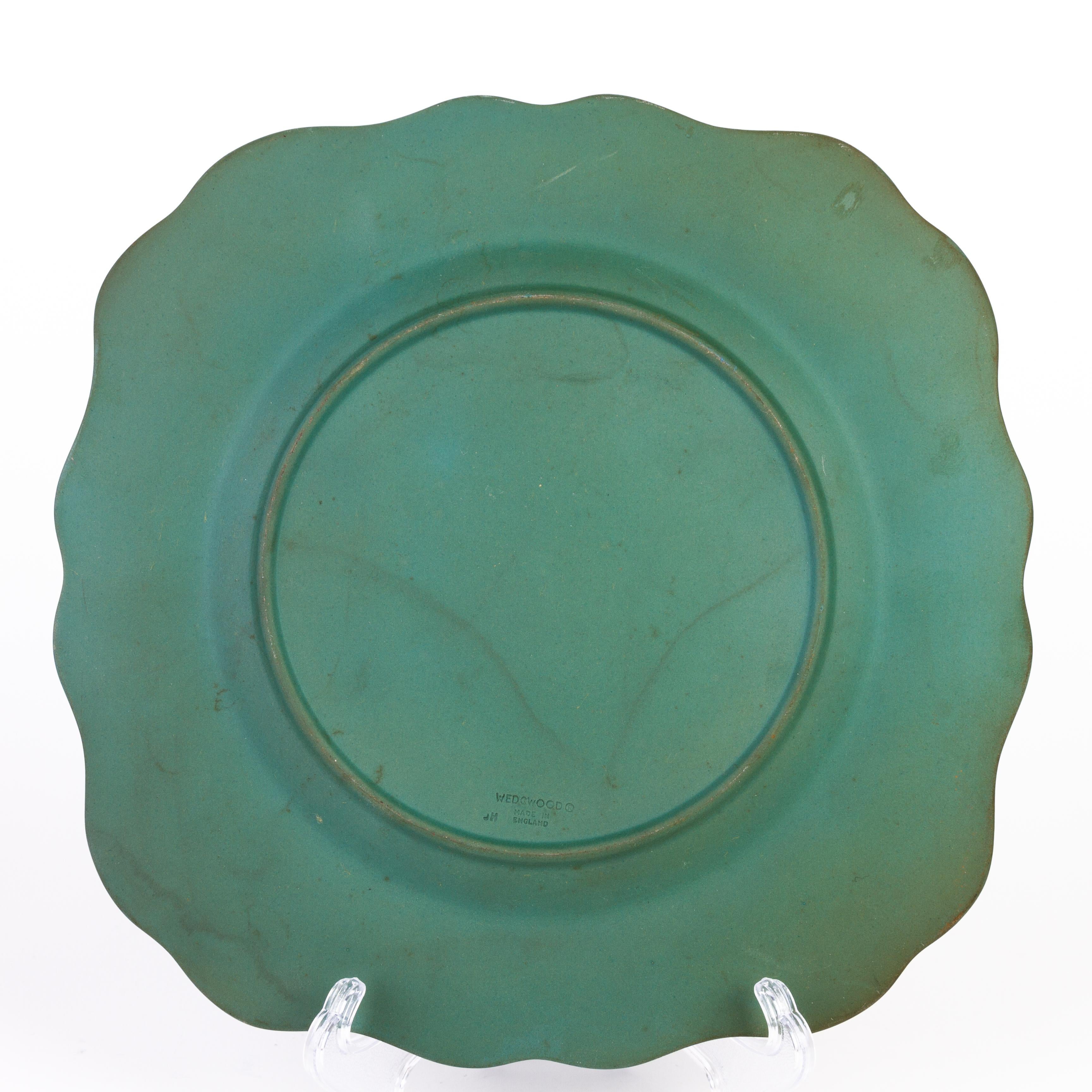 20th Century Wedgwood Teal Green Jasperware Seashell Tray For Sale