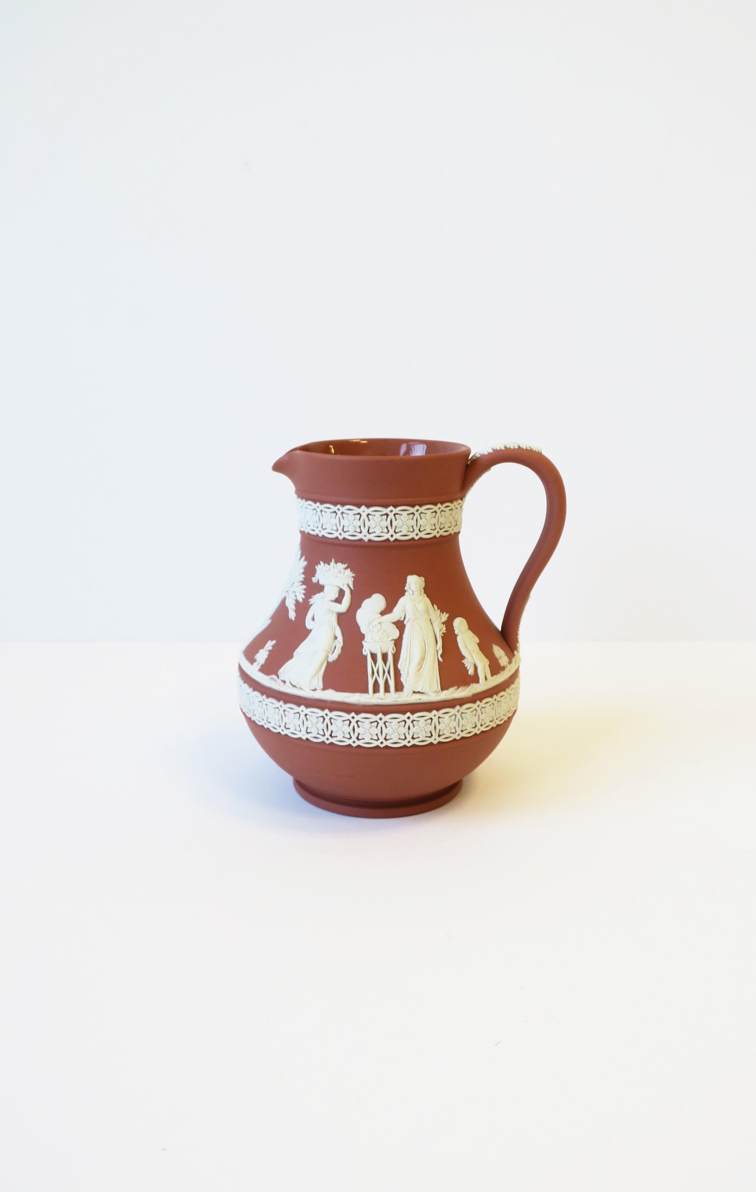 Wedgwood Jasperware Red Terracotta and White Neoclassical Pitcher, 1959, England 2