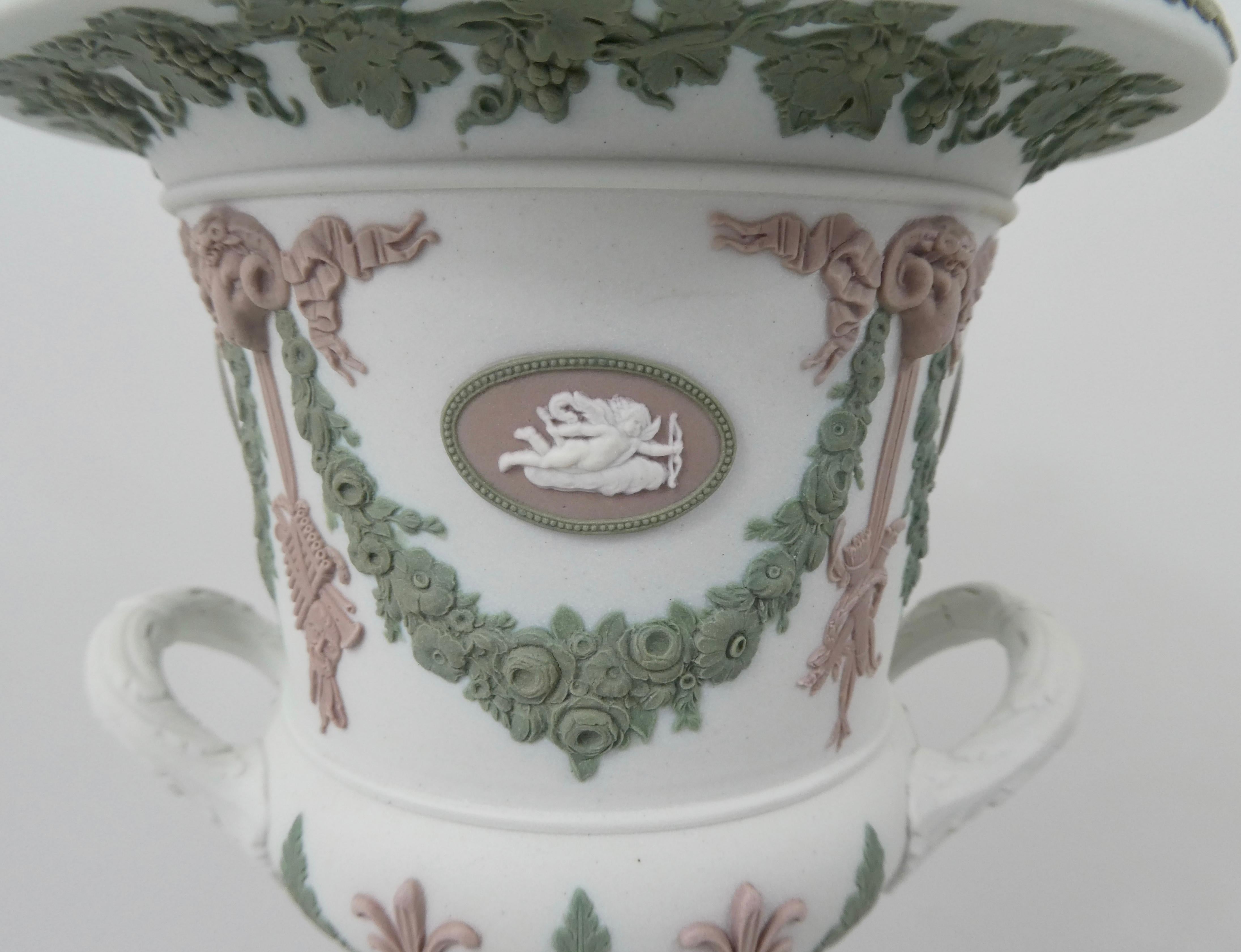 Fired Wedgwood ‘Three colour’ Vase and Cover, circa 1900