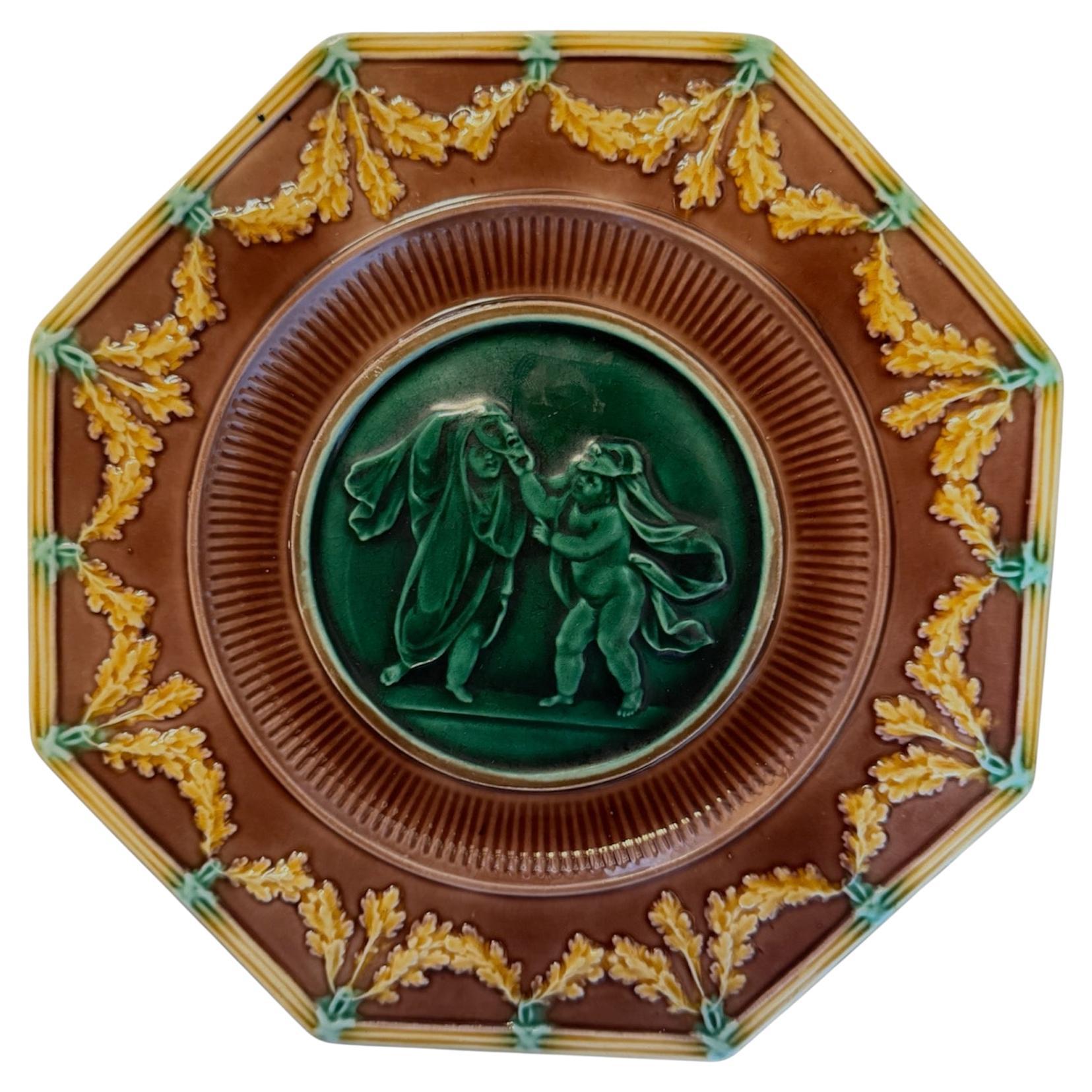 Antique 1867 Wedgwood Tremblay Majolica Cherubs plate owned by André Leon Talley