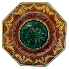 1867 Wedgwood Tremblay Majolica Plate - Cherubs, Owned by André Leon Talley 1867 Wedgwood Tremblay Majolica Plate - Cherubs, Owned by André Leon Talley