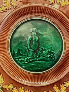 Wedgwood Tremblay Majolica plate "Girl & Dog" owned by André Leon Talley