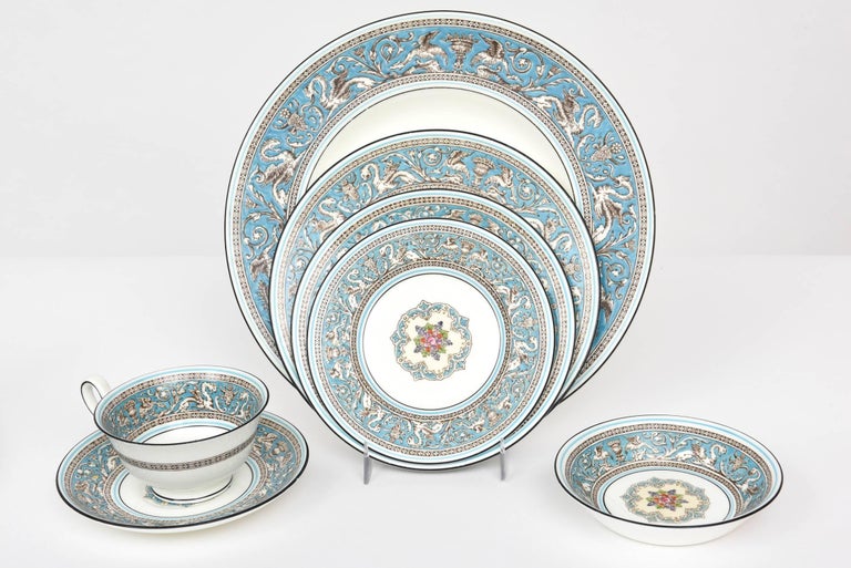Wedgwood Turquoise China Dinner Service for 12, 92 Pieces Total