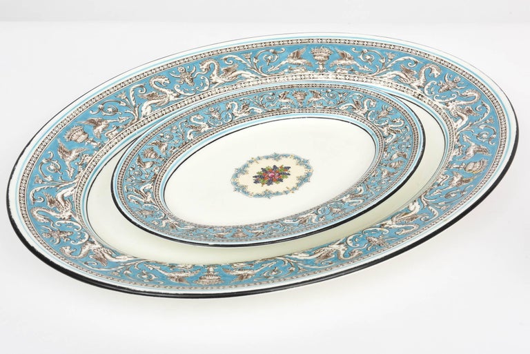 Wedgwood Turquoise China Dinner Service for 12, 92 Pieces Total, Florentine at 1stDibs