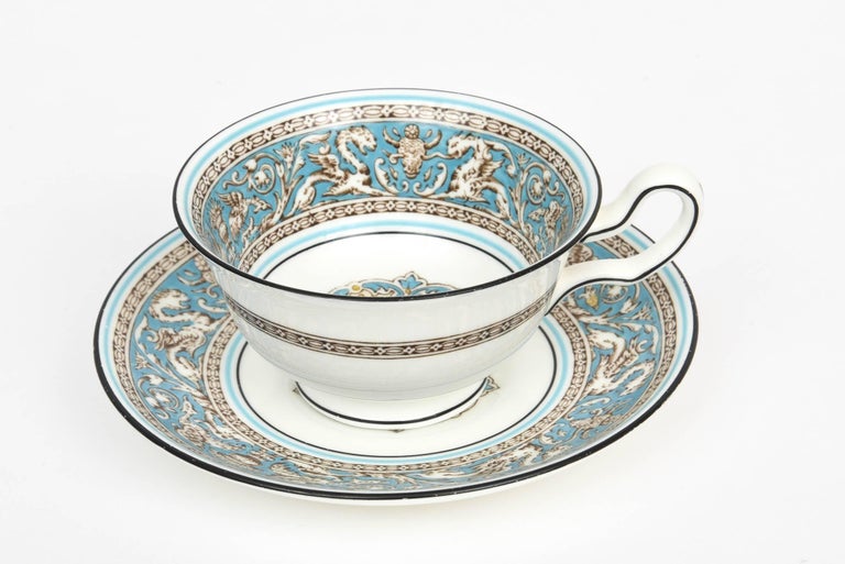 Wedgwood Turquoise China Dinner Service for 12, 92 Pieces Total, Florentine at 1stDibs