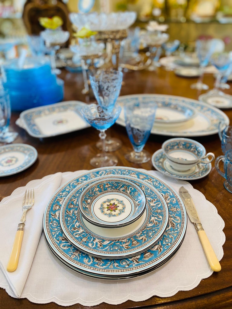Service de table Wedgwood turquoise pour 12 personnes, total de 75 pièces.  Vintage En vente sur 1stDibs
