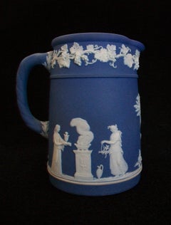 Wedgwood, Vintage Blue & White Jasperware Pitcher, U. K., circa 1950's