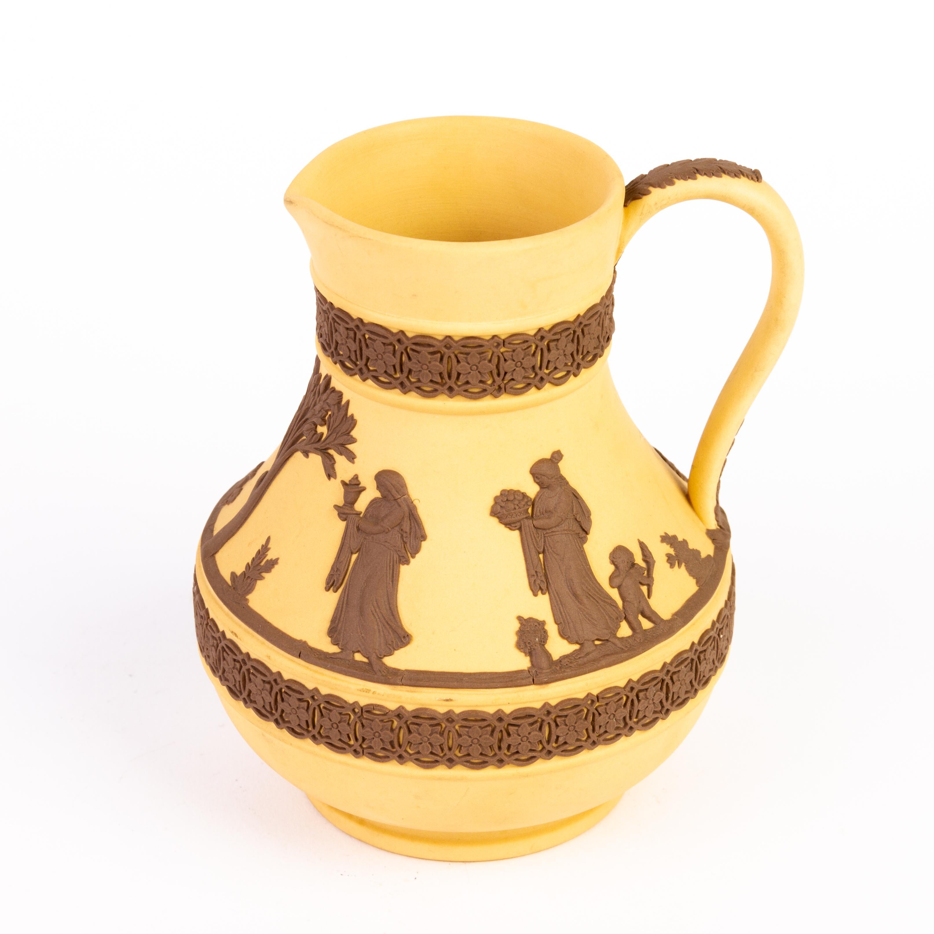 Wedgwood Yellow & Brown Jasperware Pitcher Jug In Good Condition For Sale In Nottingham, GB