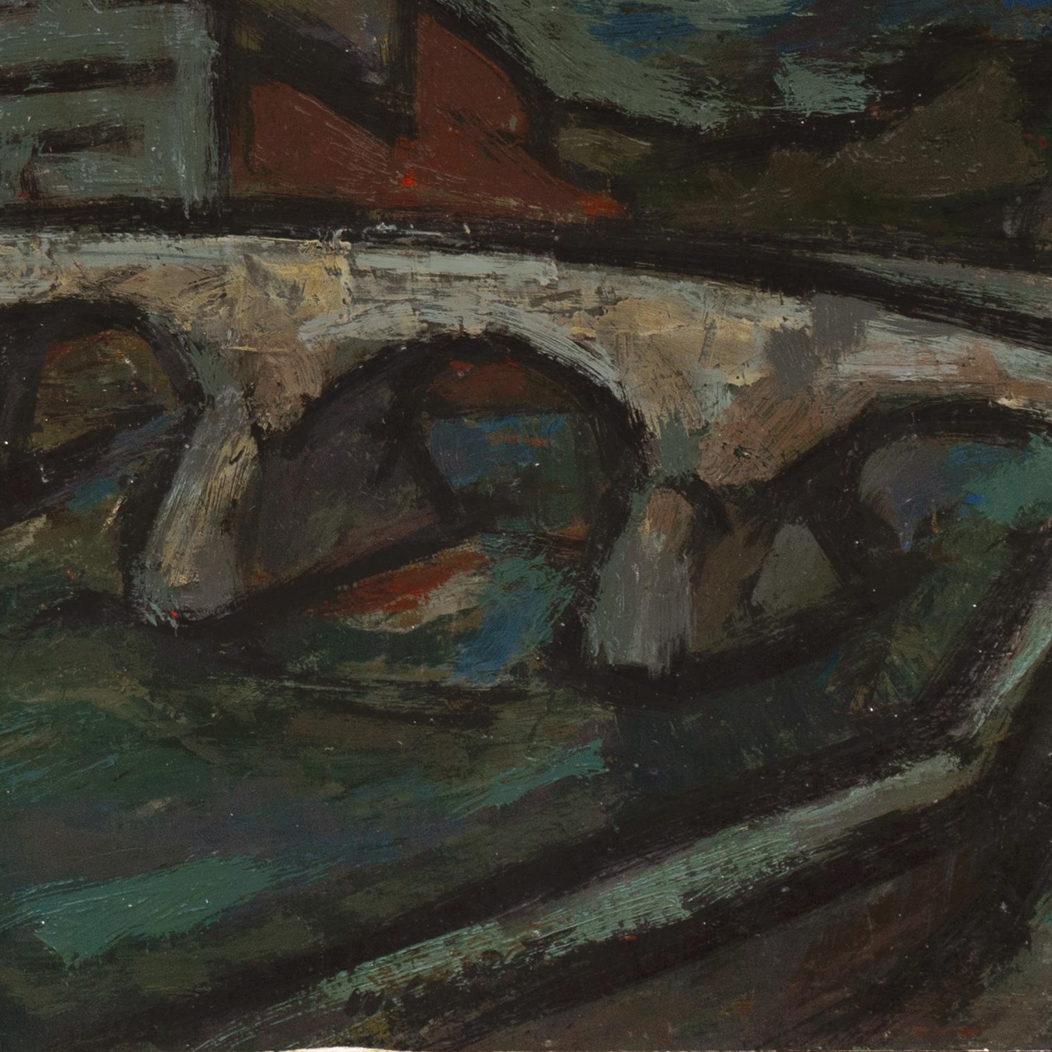 'Tuscan Landscape', California Fauve, Paris, De Young & Oakland Museums, SFAA - Post-Impressionist Painting by Wedo Georgetti