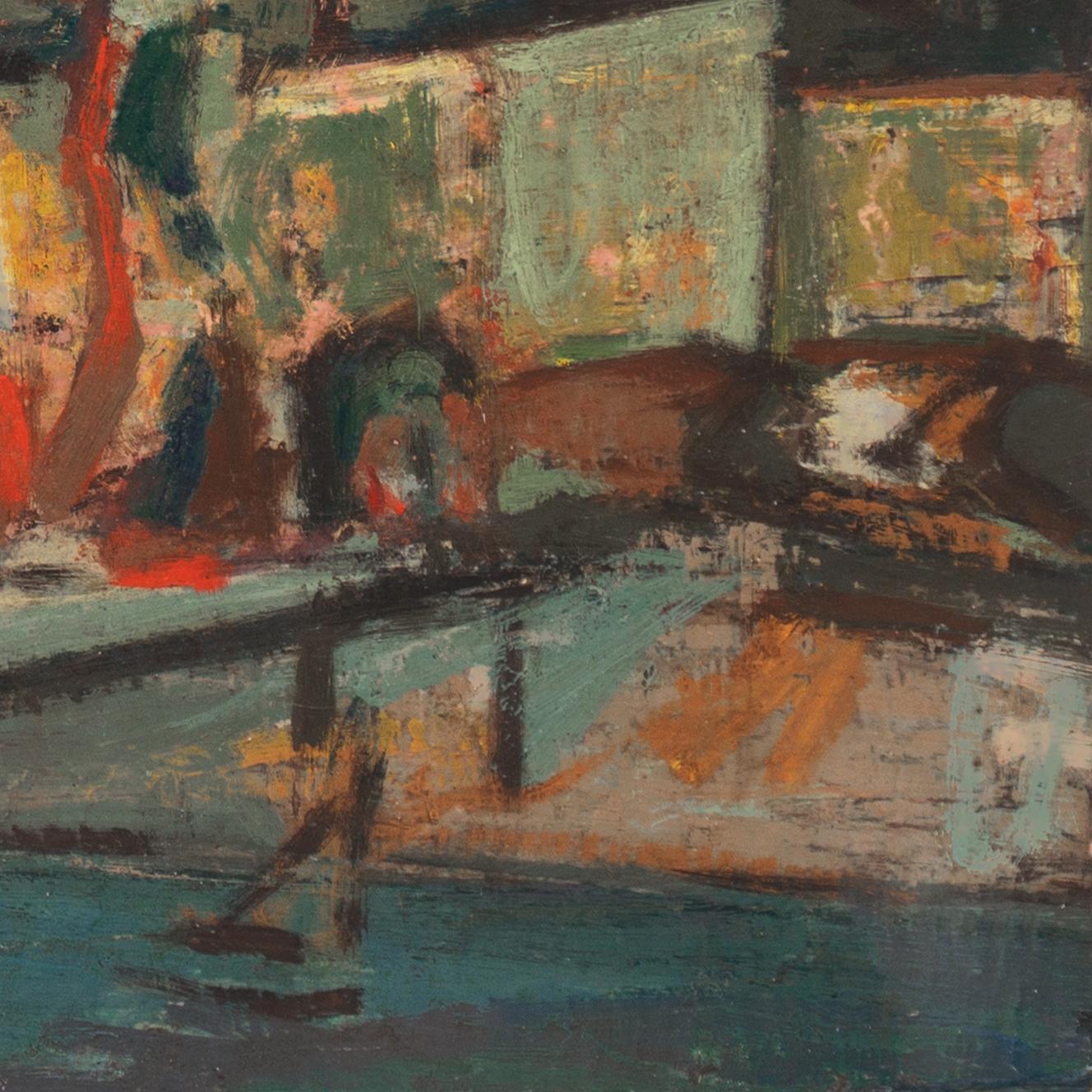 Partially signed, lower left, 'Georgetti' for Wedo Georgetti (American, 1911-2005) and painted circa 1955. Accompanied by an Certificate of Authenticity. 

A substantial, mid-century Post-Impressionist oil cityscape showing a view of Prague Castle,
