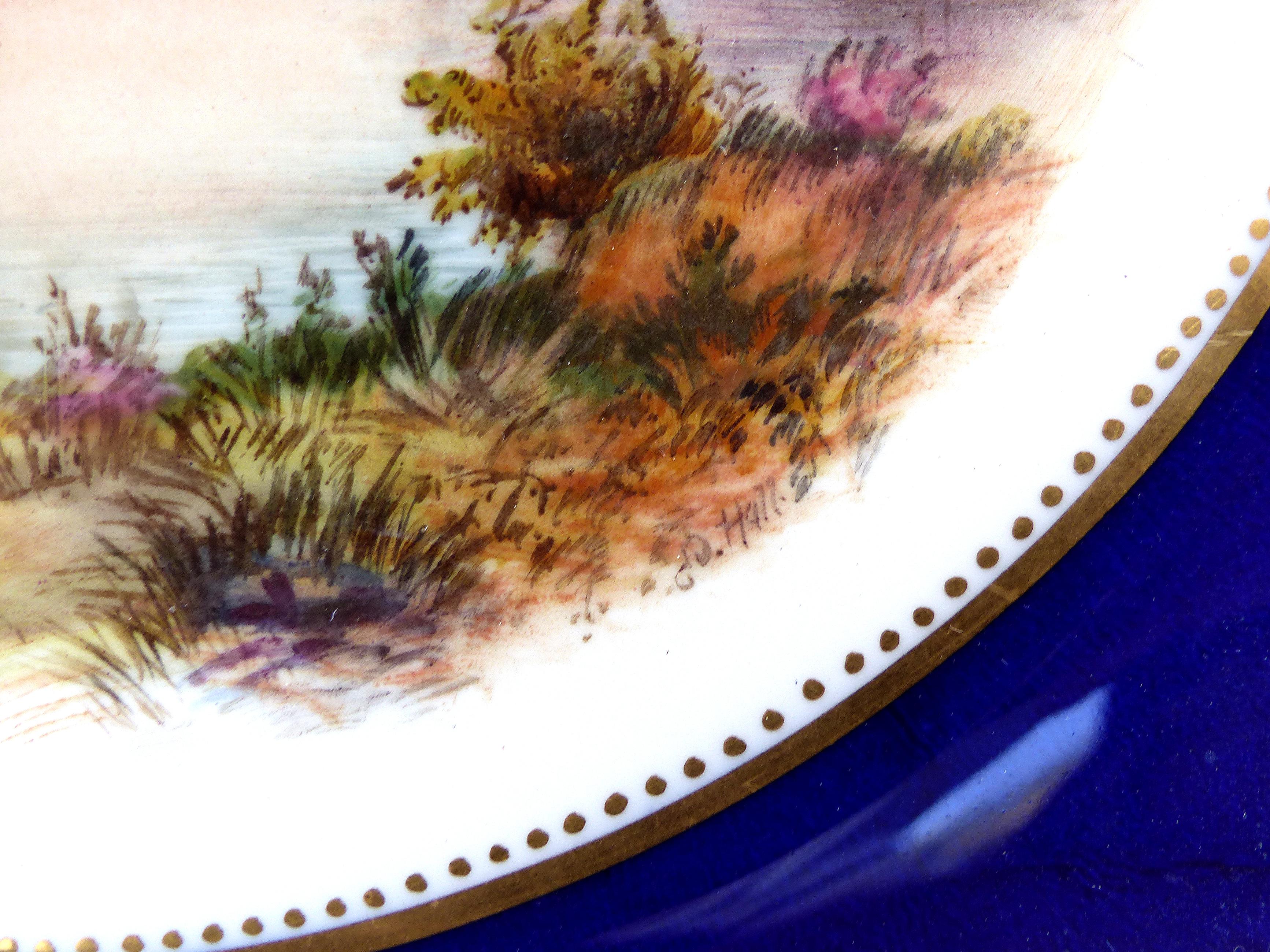 Wedgwood England Hand Painted Landscape Cabinet Plates, Set 3 For Sale 4