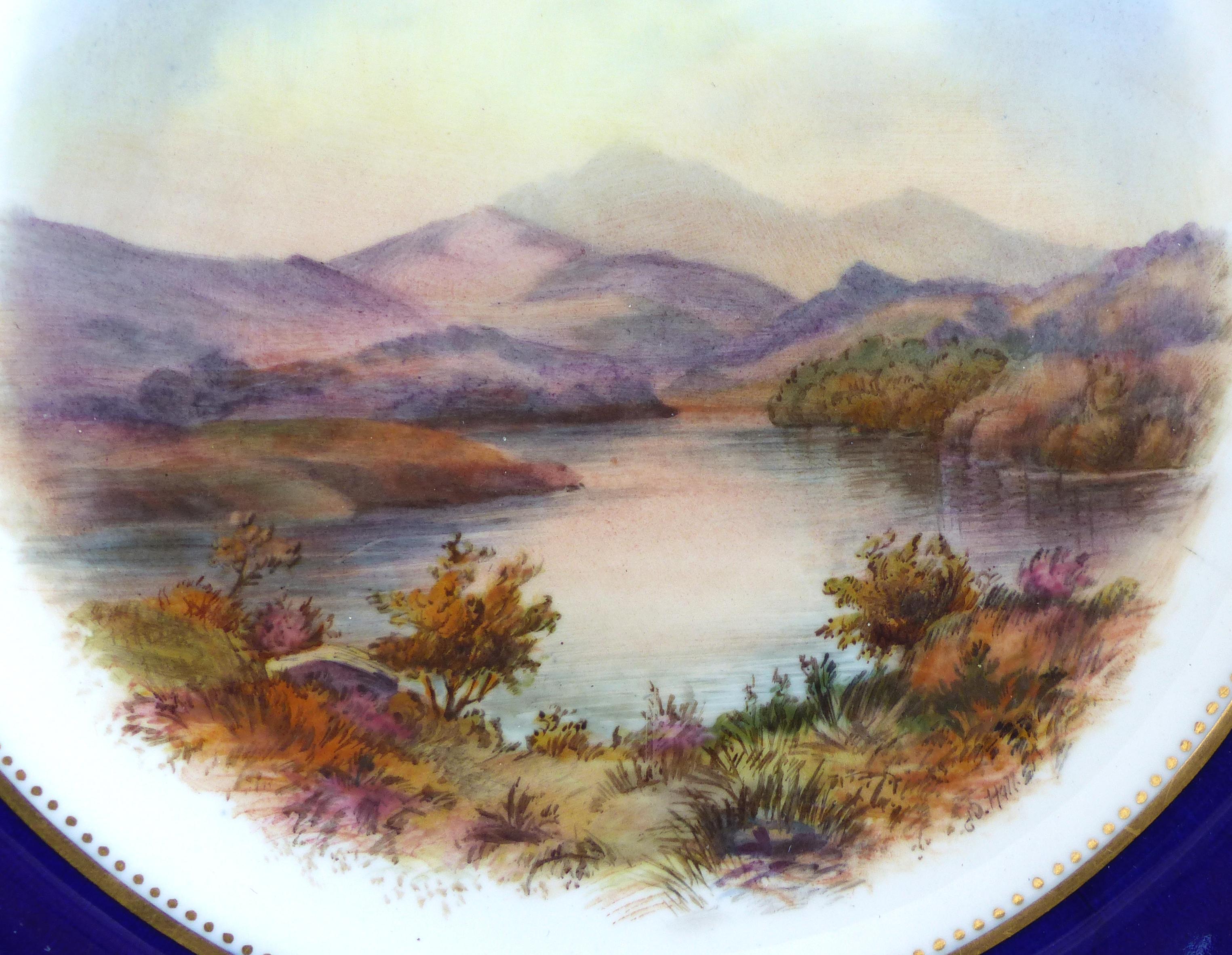 Wedgwood England Hand Painted Landscape Cabinet Plates, Set 3 For Sale 5