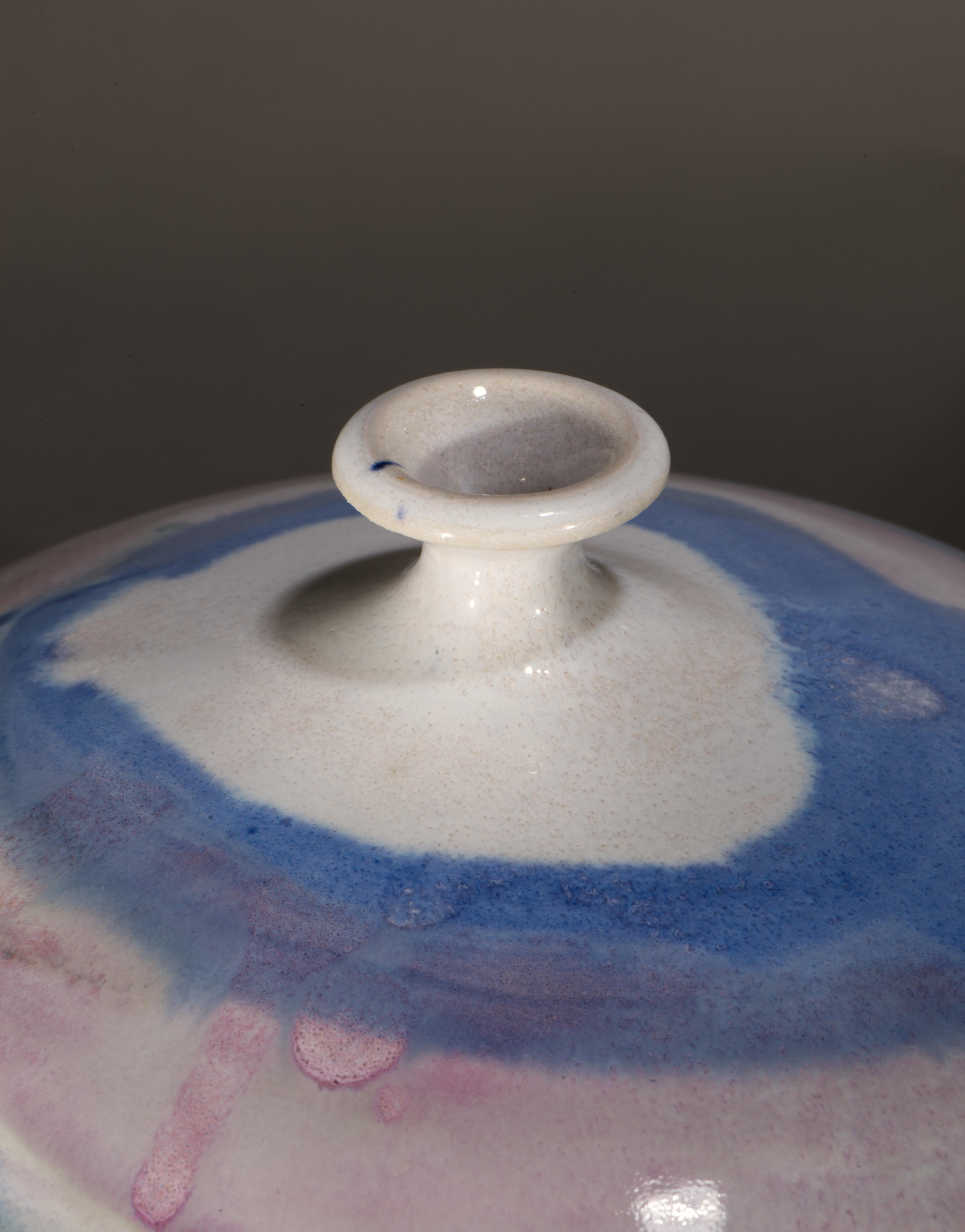 Late 20th Century Weed Vase with Drip Glaze, American Art Studio Pottery 1980s For Sale