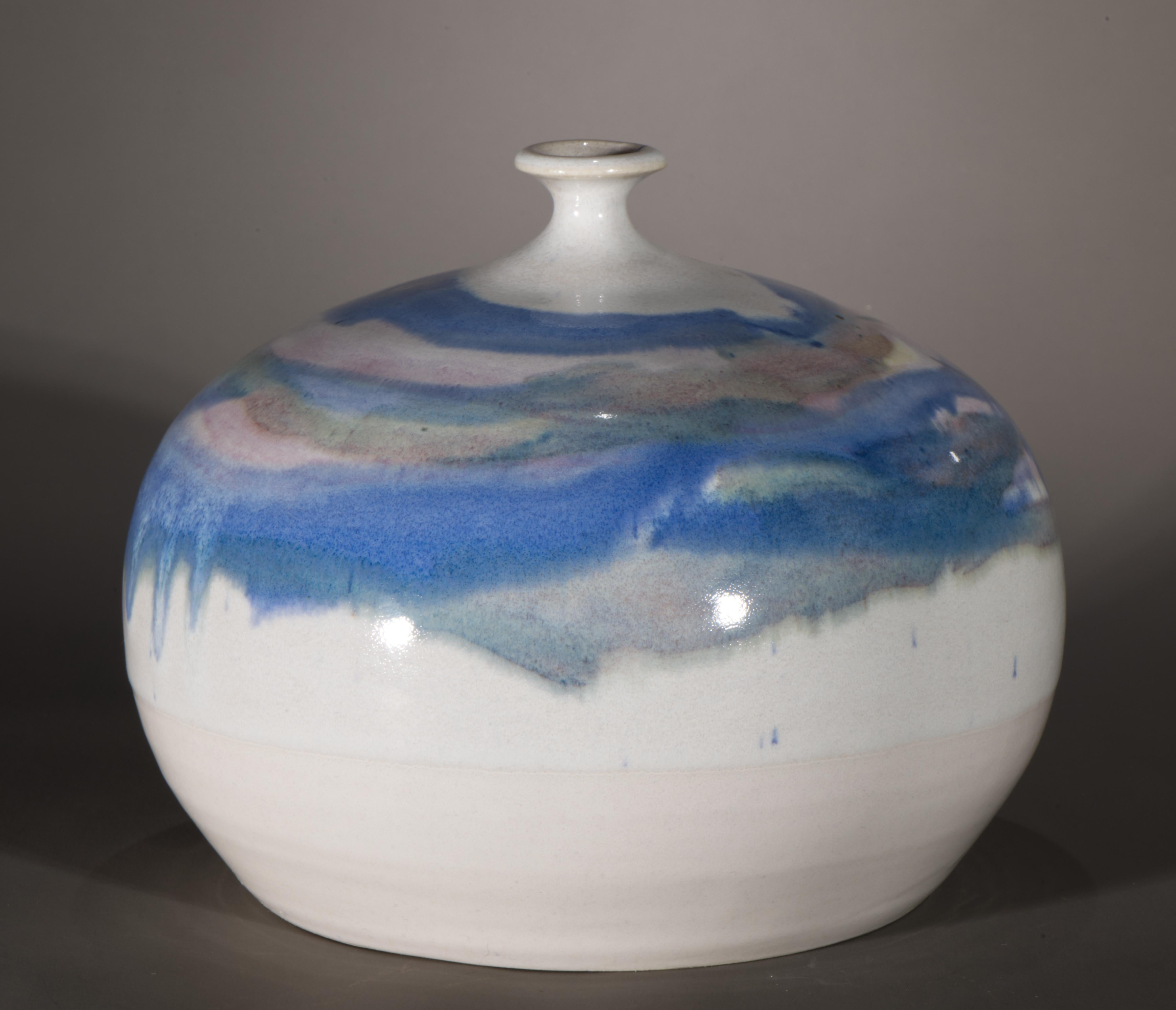 Weed Vase with Drip Glaze, American Art Studio Pottery 1980s For Sale 2