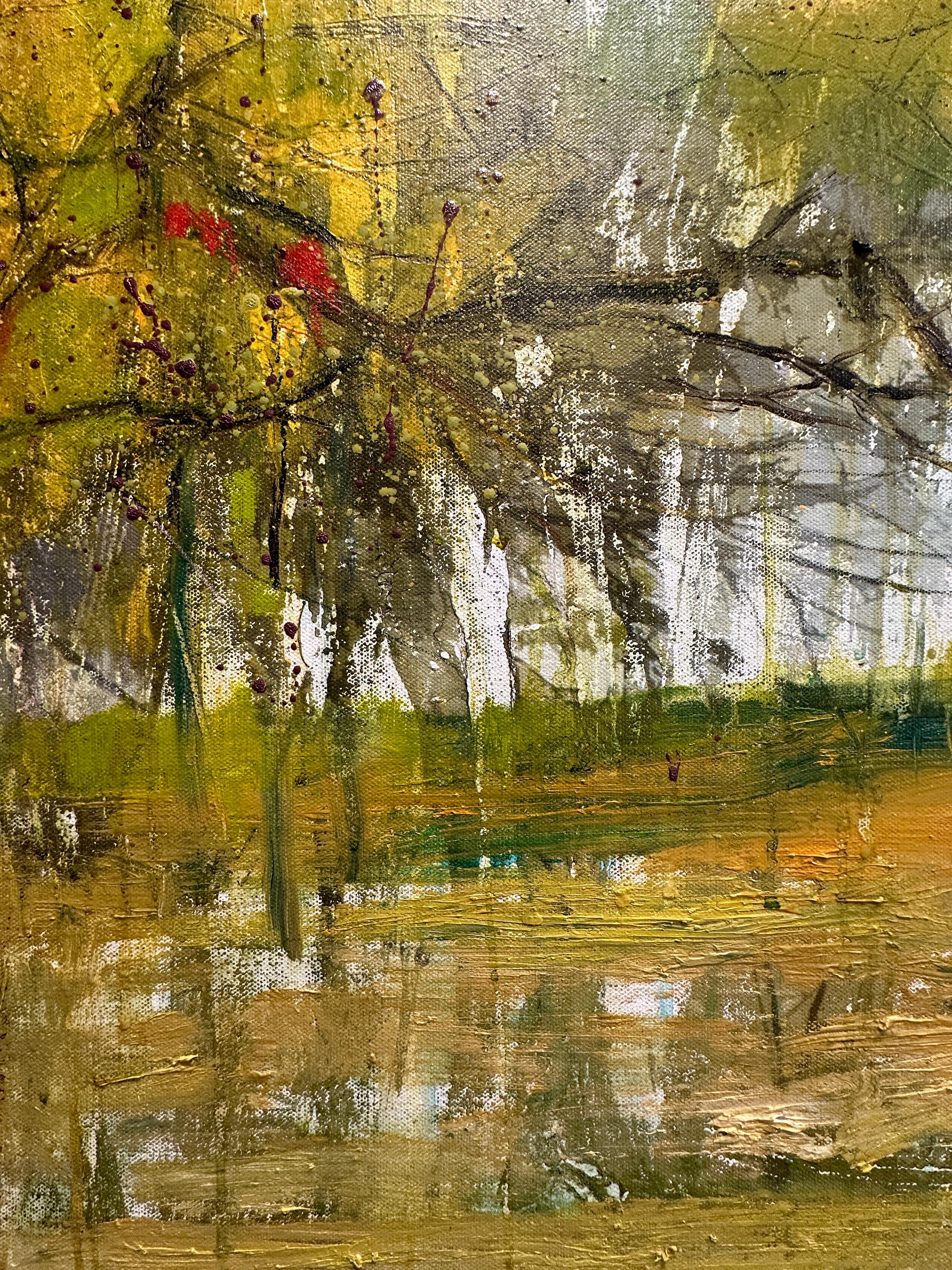 Alberi autunnali Paesaggio: Alberi autunnali 10.23 - Landscape Painting Marrone di Weeda Hamdan