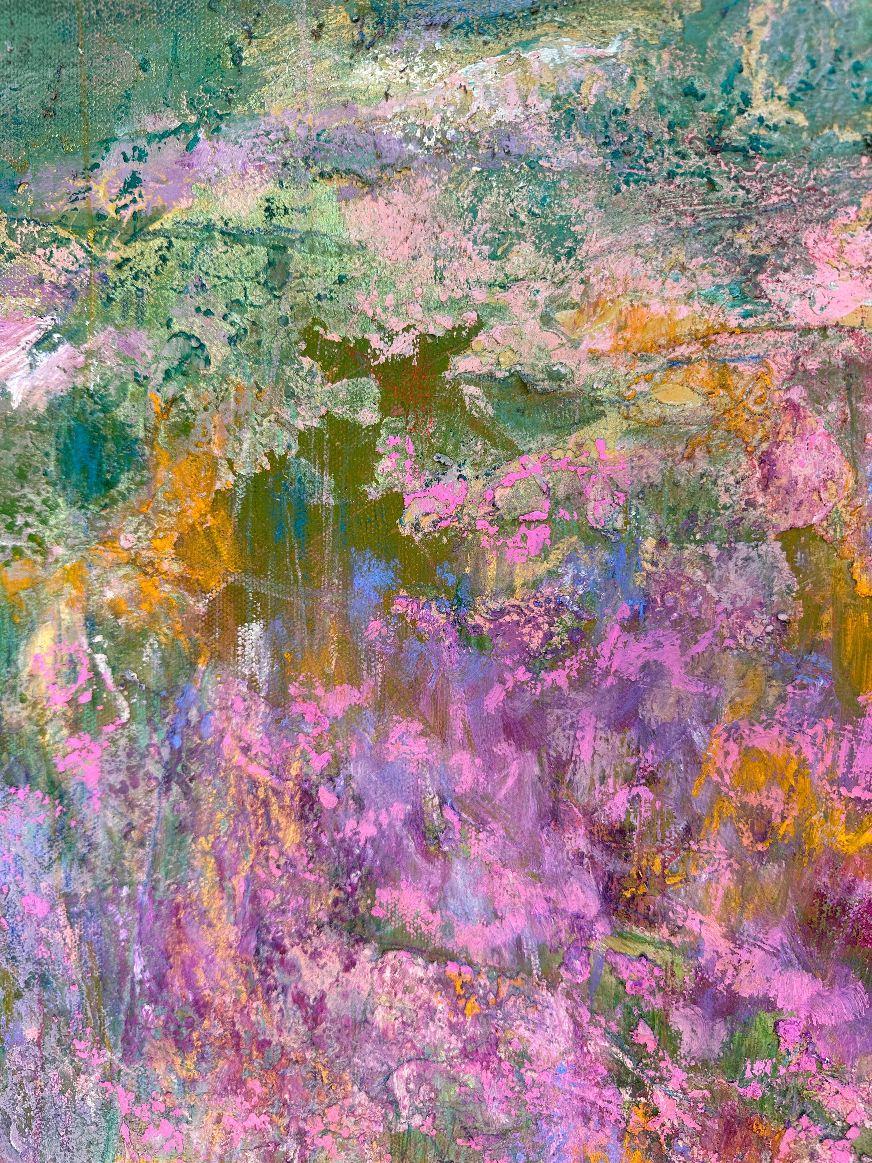Frühlingsblumen-Landschaft: Abend Primrose 6.24 (Abstrakter Impressionismus), Mixed Media Art, von Weeda Hamdan