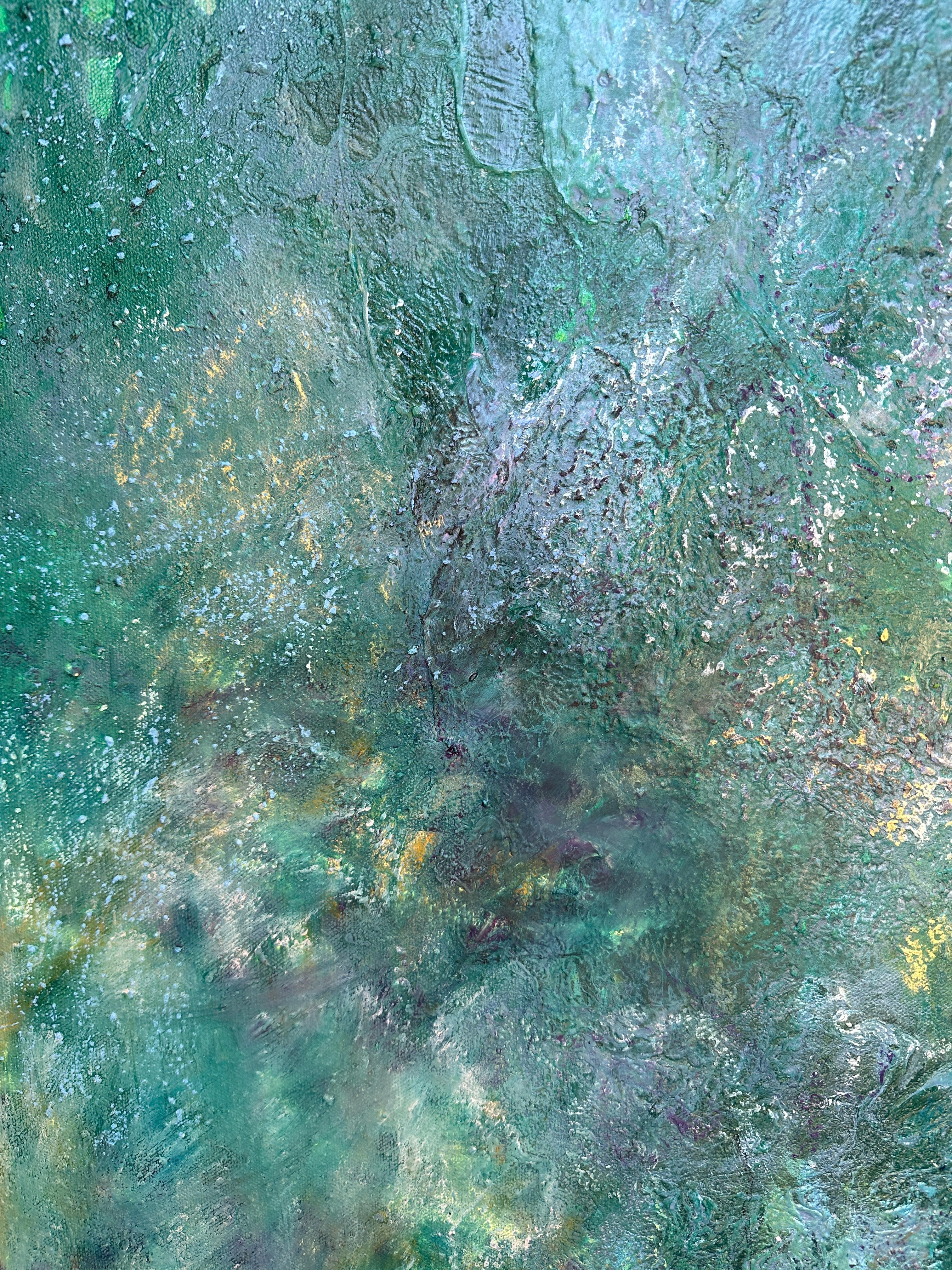Paesaggio di fiori primaverili: Campi di primule - Mixed Media Art Impressionismo astratto di Weeda Hamdan