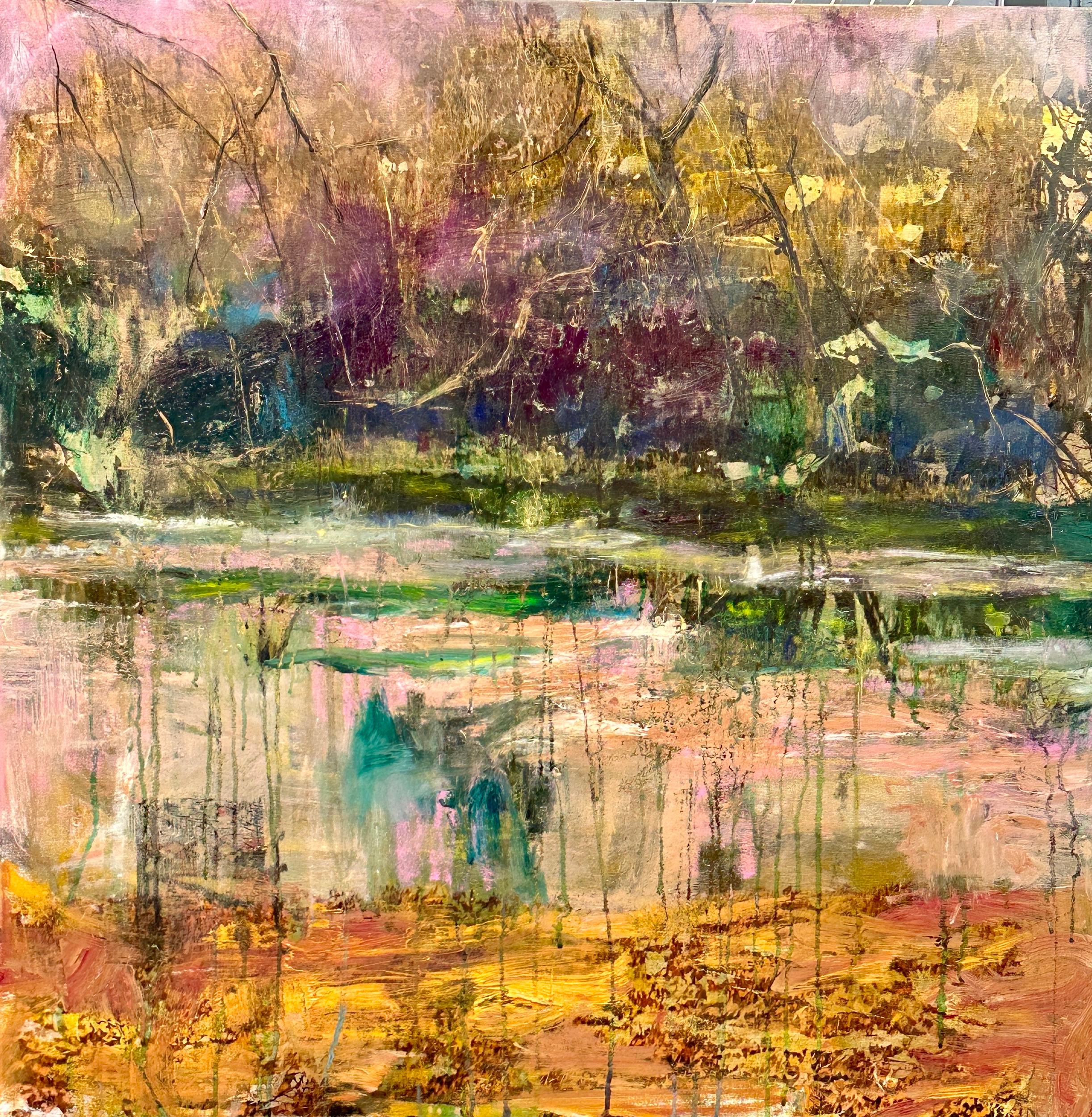 Paesaggio con alberi invernali: alberi spogli 12.23 - Mixed Media Art di Weeda Hamdan