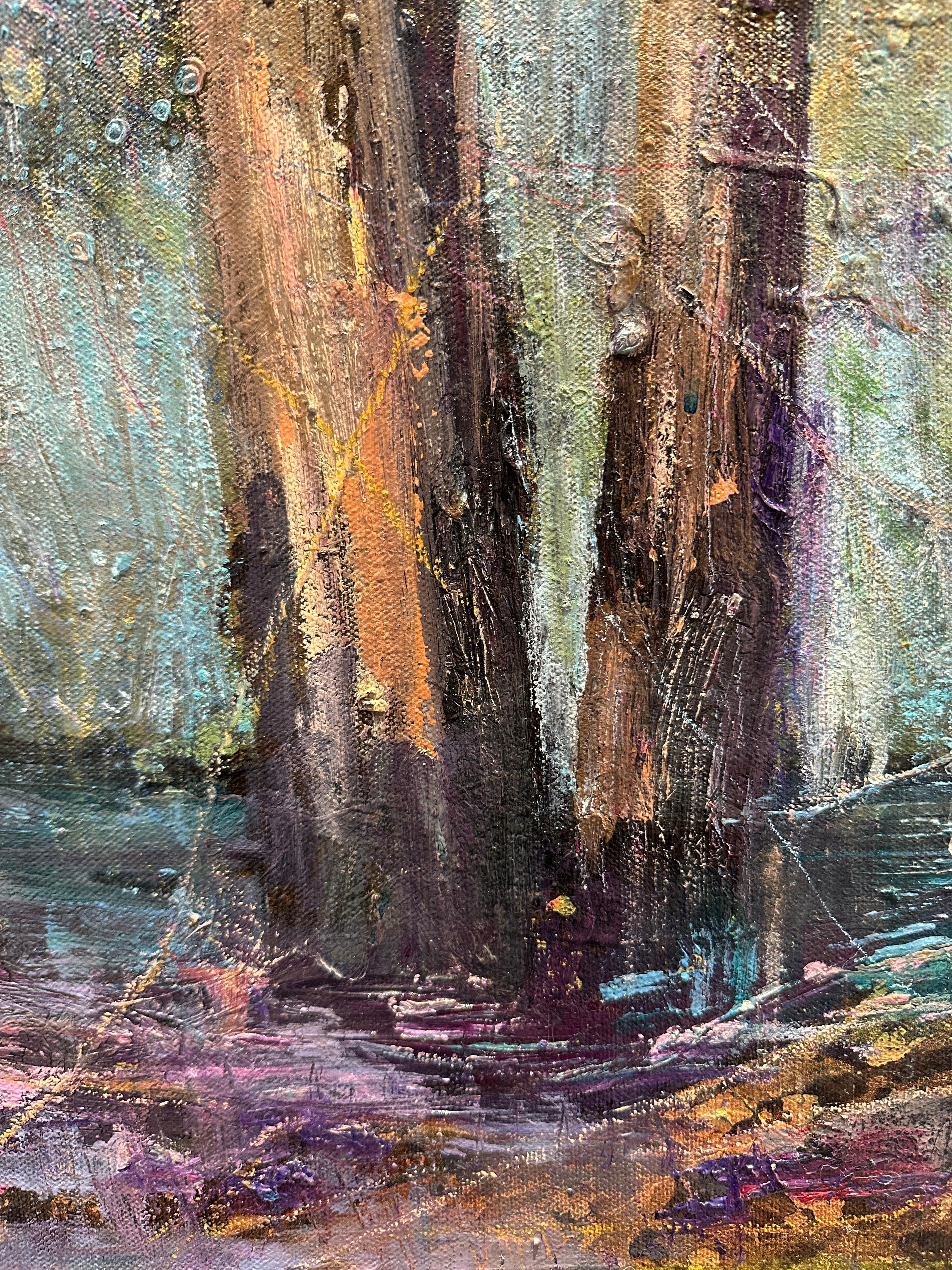 Paesaggio di alberi invernali: A. Winter 2.24 - Mixed Media Art Impressionismo astratto di Weeda Hamdan