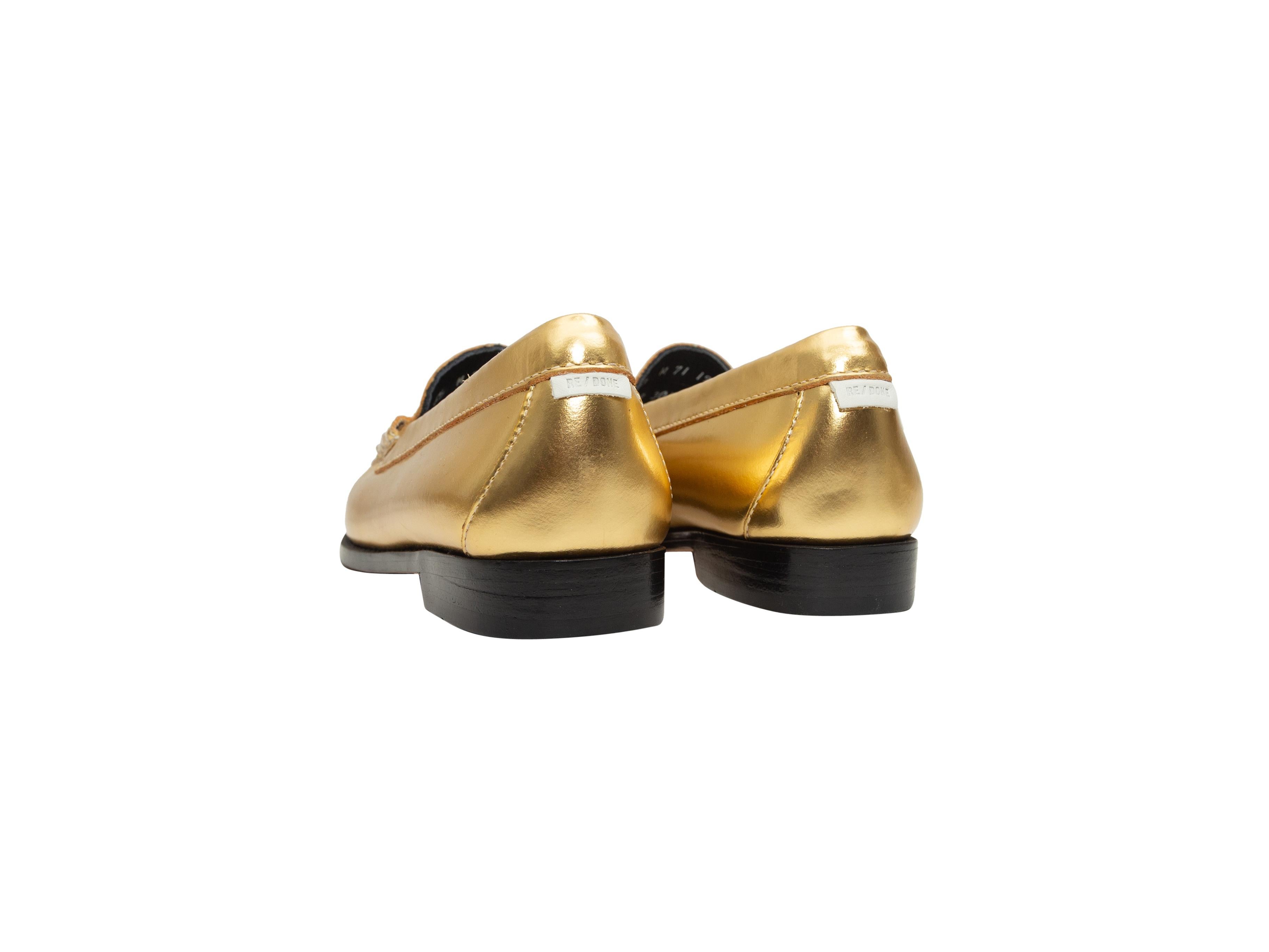 gold metallic loafers