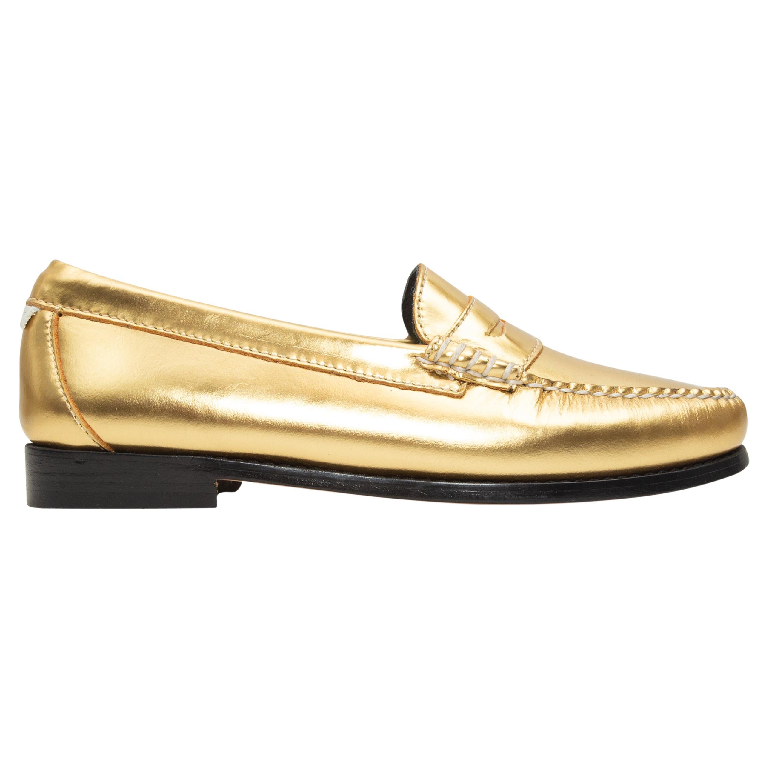 Weejuns x RE/DONE Gold Metallic Penny Loafers For Sale at 1stDibs ...