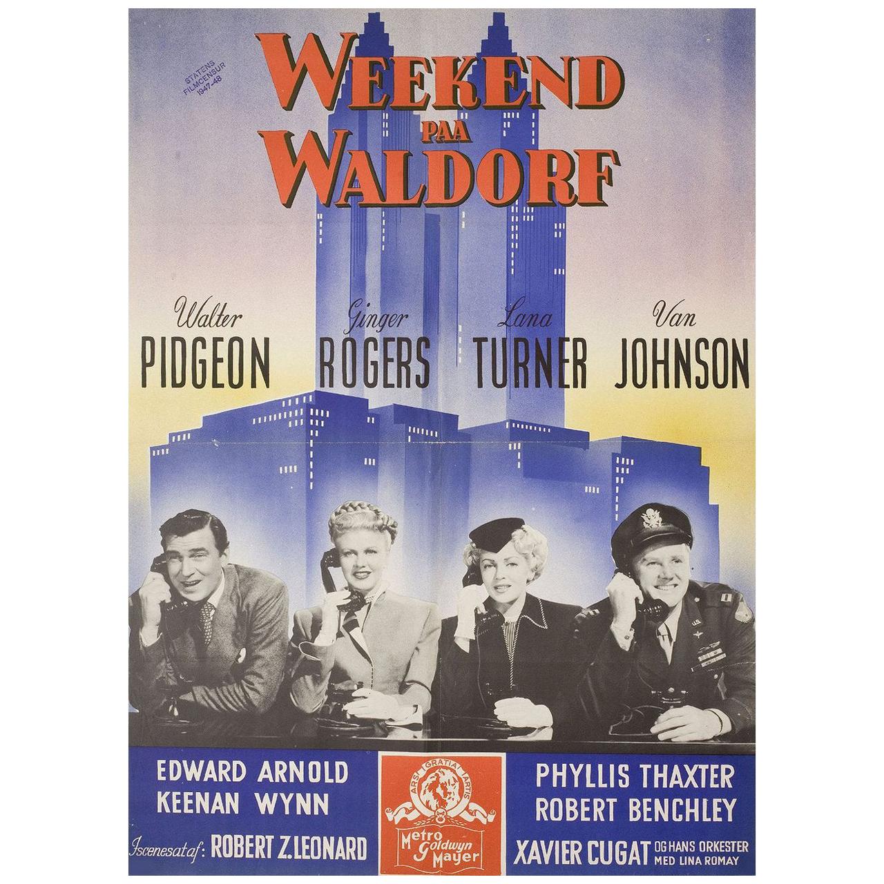 Week-End at the Waldorf 1947 Danish A1 Film Poster For Sale