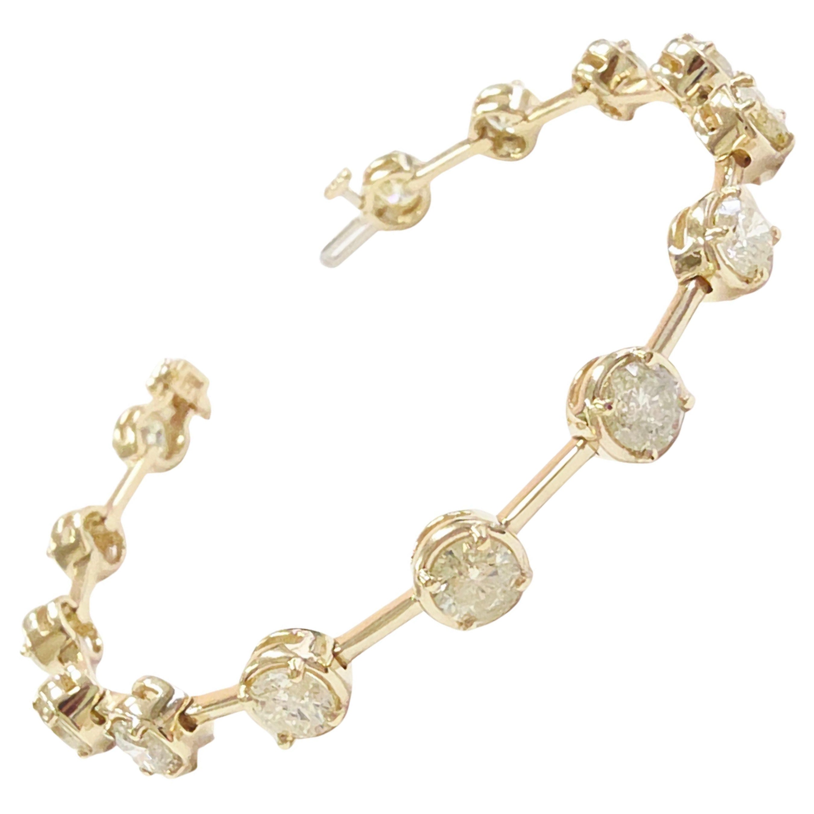 MONTH LONG CLEARANCE, 7.28 Carat Natural Diamond Bar Bracelet 14K Yellow Gold