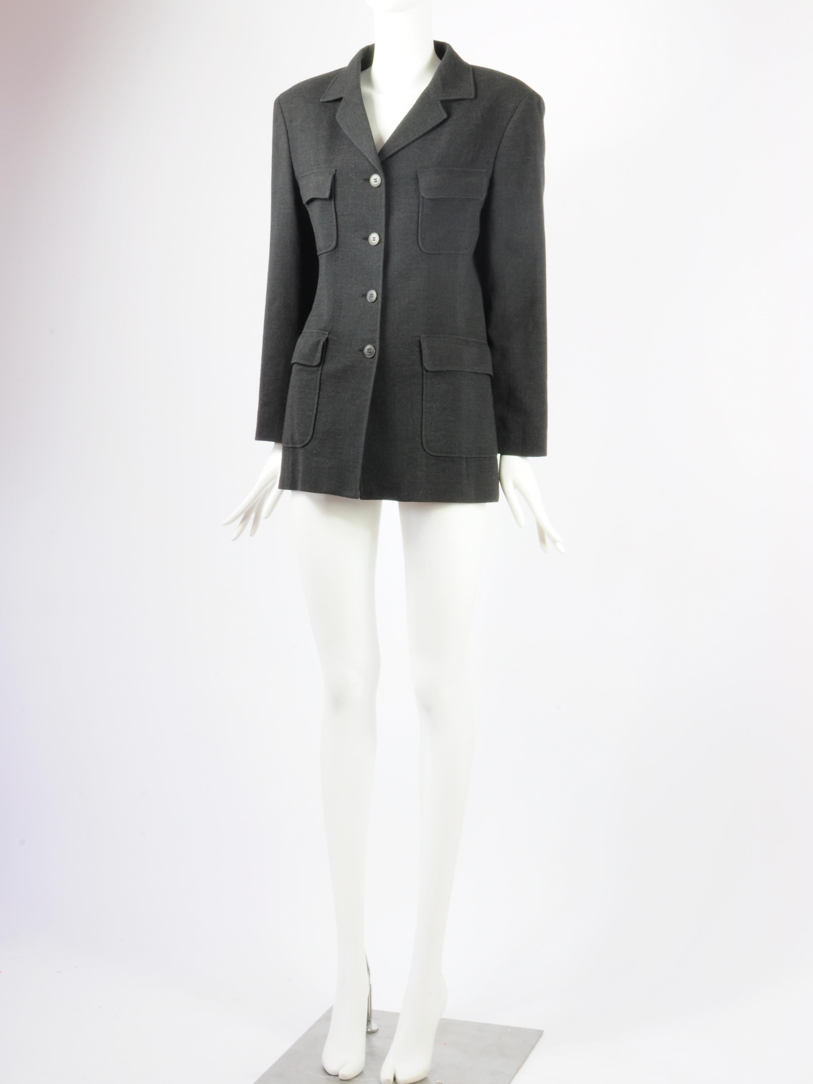 Women's Weekend by Max Mara Single Breasted Blazer with Safari Pockets 1990s For Sale