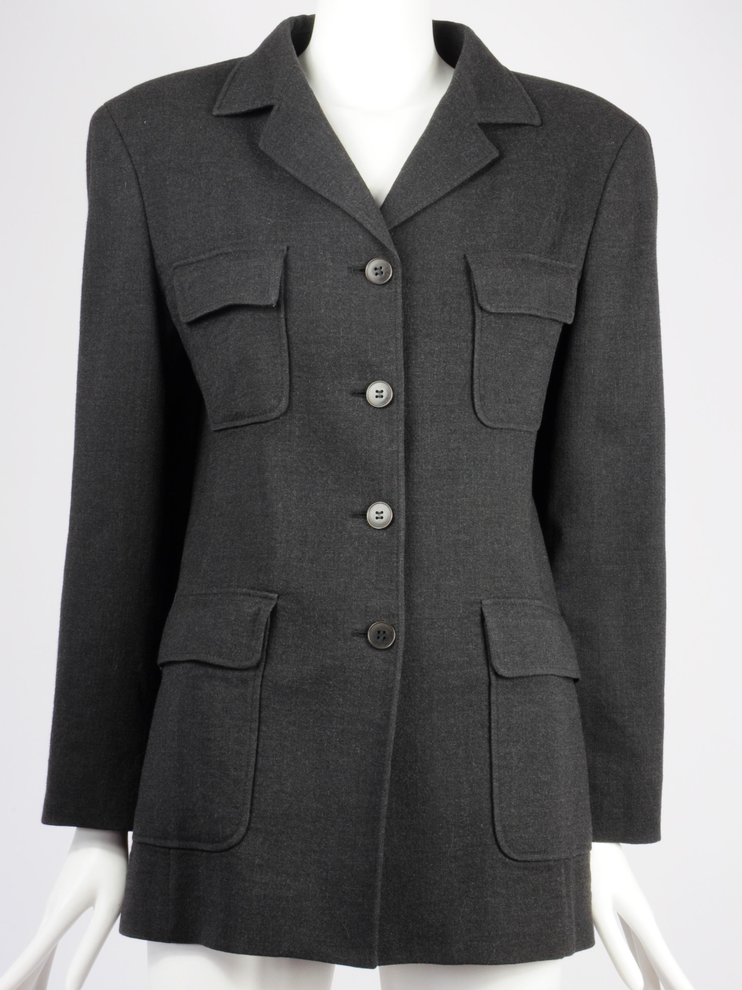Weekend by Max Mara Single Breasted Blazer with Safari Pockets 1990s For Sale 5