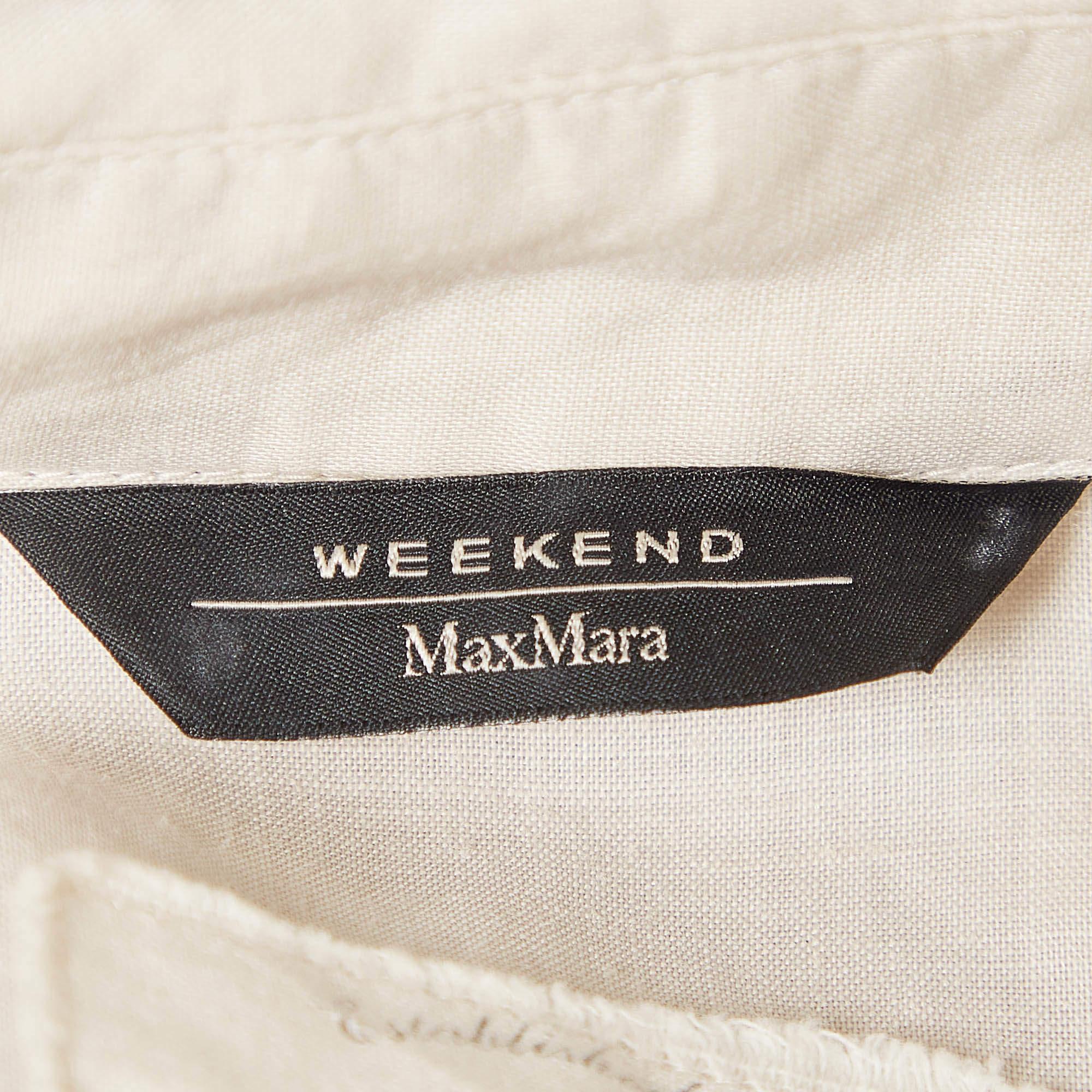 Women's Weekend Max Mara Beige Ramie Pleated Blouse M For Sale