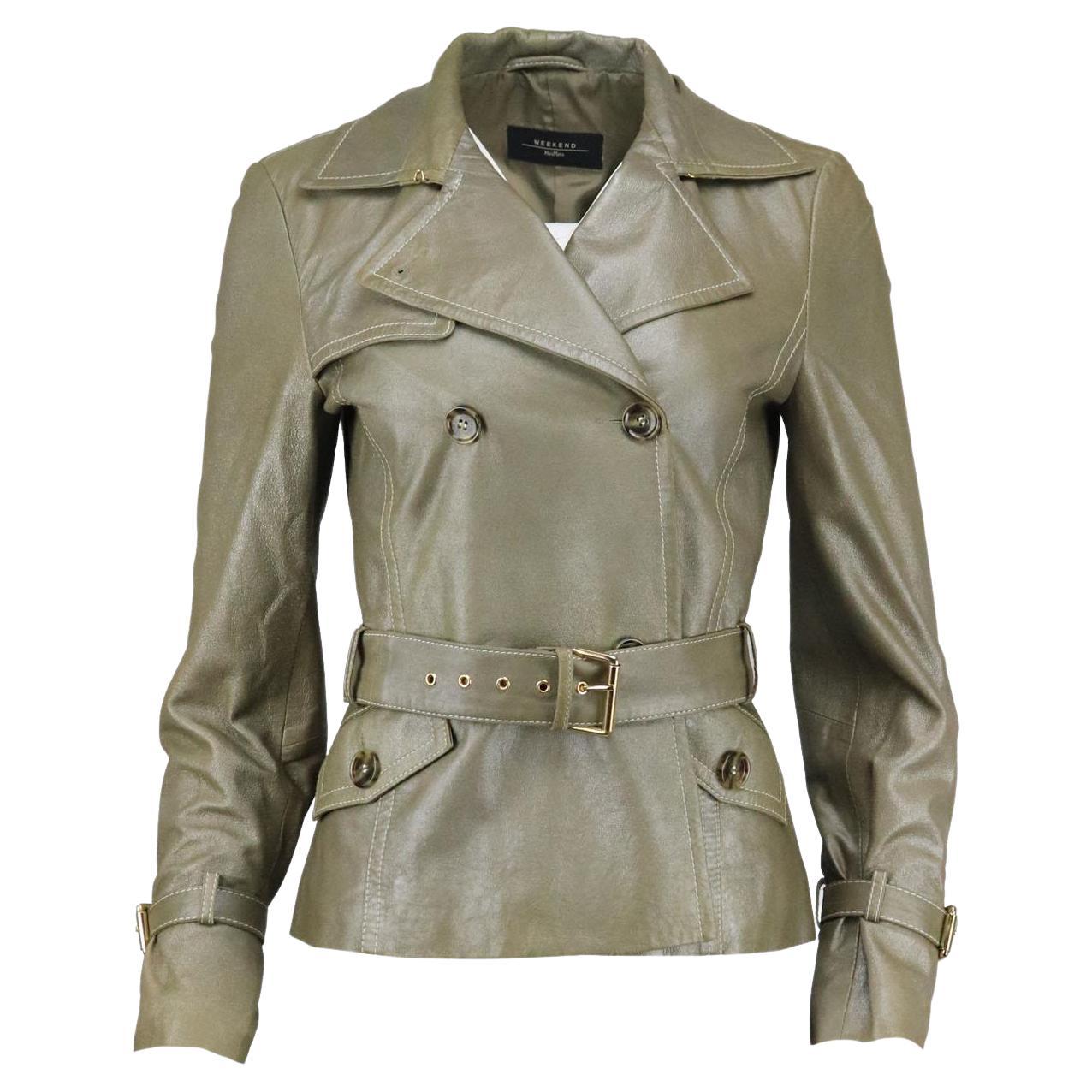 Weekend Max Mara Belted Leather Jacket IT 42 UK 10