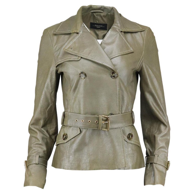Weekend Max Mara Belted Leather Jacket IT 42 UK 10 For Sale at 1stDibs