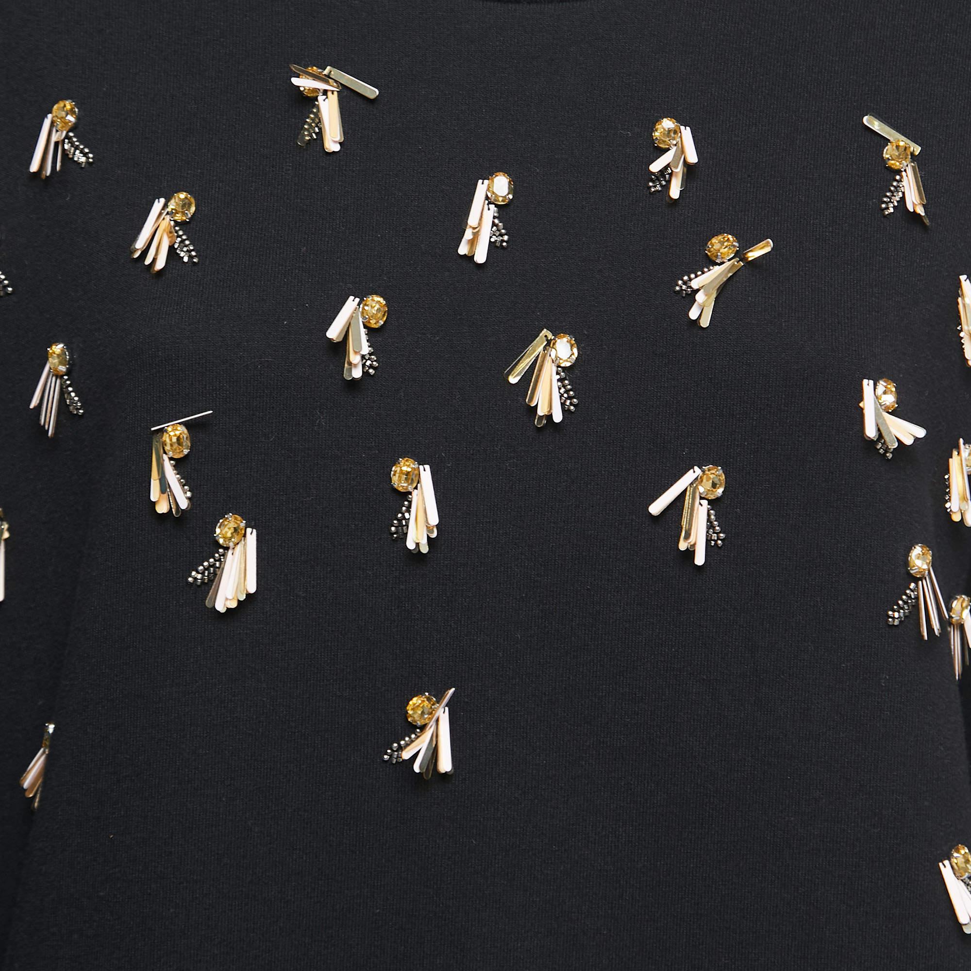 Weekend Max Mara Black Knit Embellished Pullover S In Good Condition For Sale In Dubai, Al Qouz 2