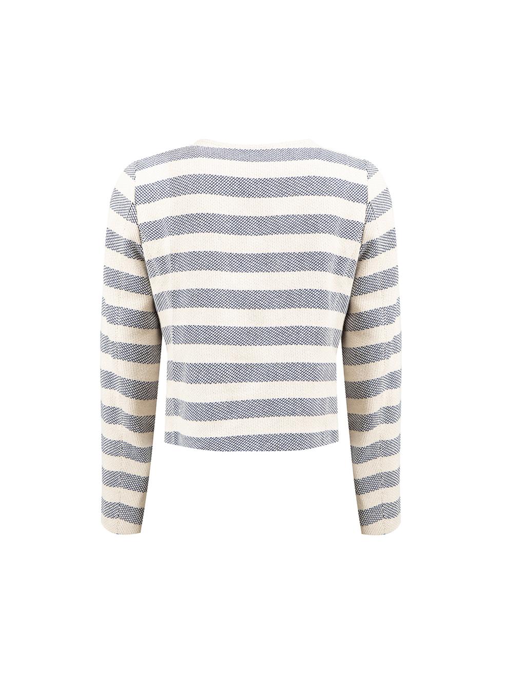 Weekend Max Mara Blue & Cream Striped Fringe Jacket Size L In Good Condition In London, GB
