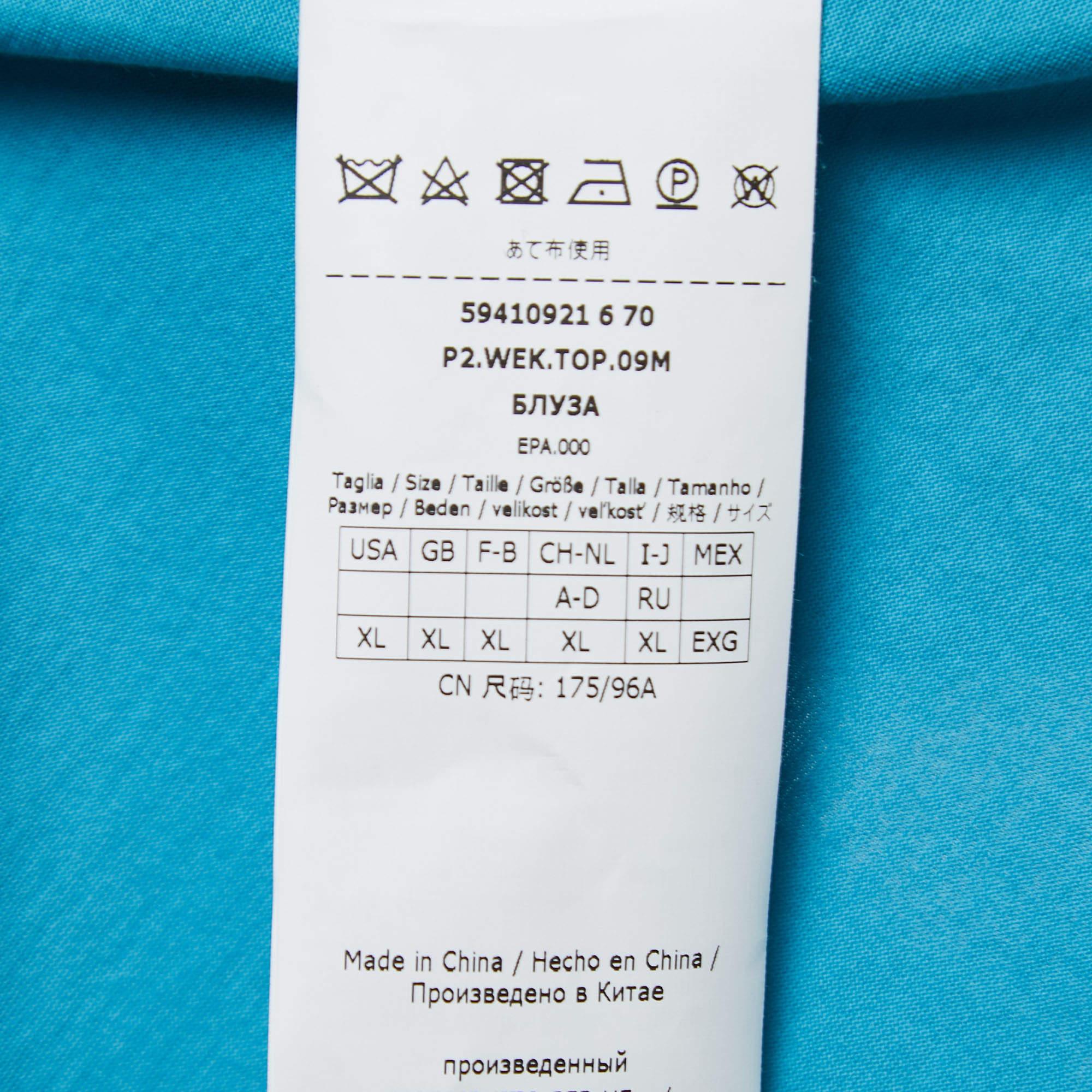 Weekend Max Mara Blue Knit Ruffle Detailed Blouse XL For Sale 1