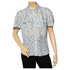 Weekend Max Mara Blue Printed Silk Button Front Top XL