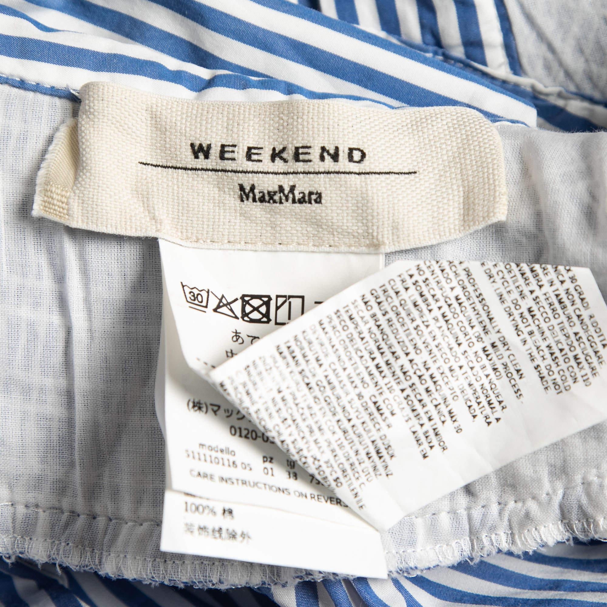 Weekend Max Mara - Camicia a maniche corte in cotone a righe blu S In condizioni ottime in vendita a Dubai, Al Qouz 2