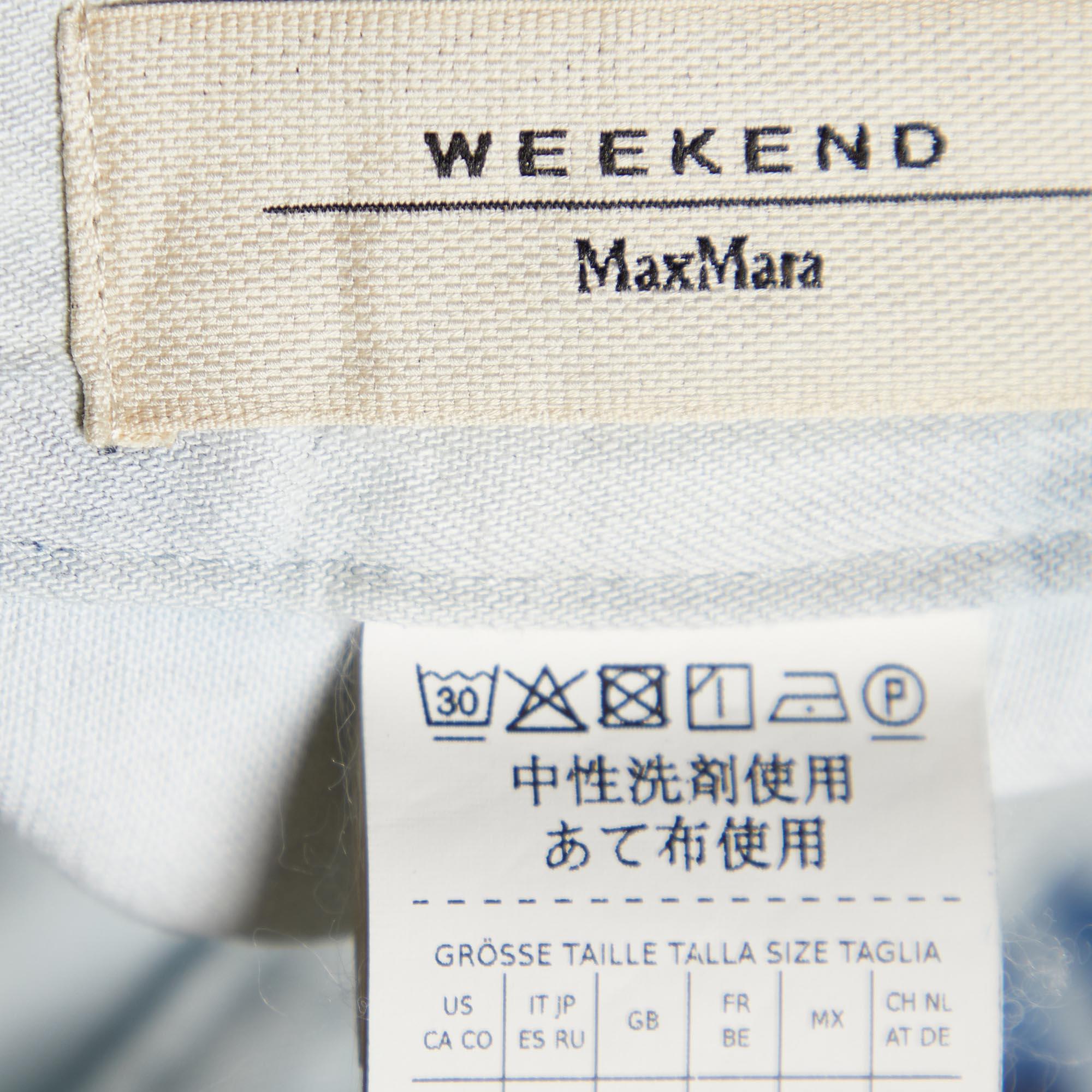 Women's Weekend Max Mara Blue Tie-Dye Cotton Favetta Midi Skirt M For Sale