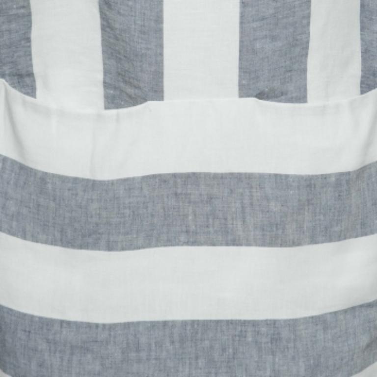 Weekend Max Mara Blue & White Striped Linen Dress M In Good Condition For Sale In Dubai, Al Qouz 2