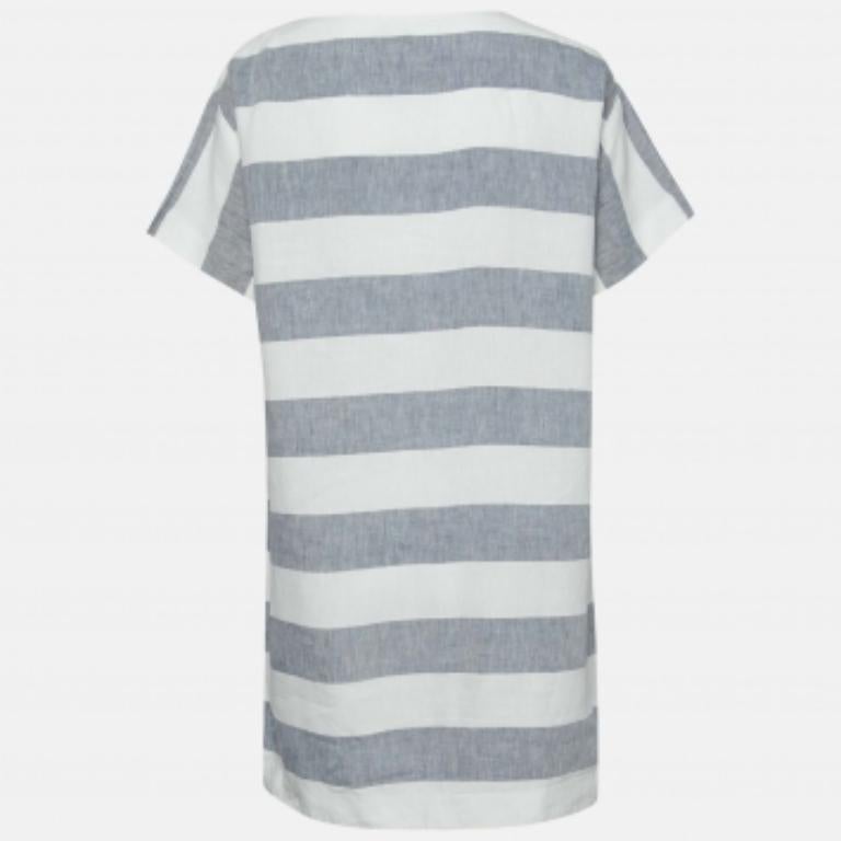 Women's Weekend Max Mara Blue & White Striped Linen Dress M For Sale