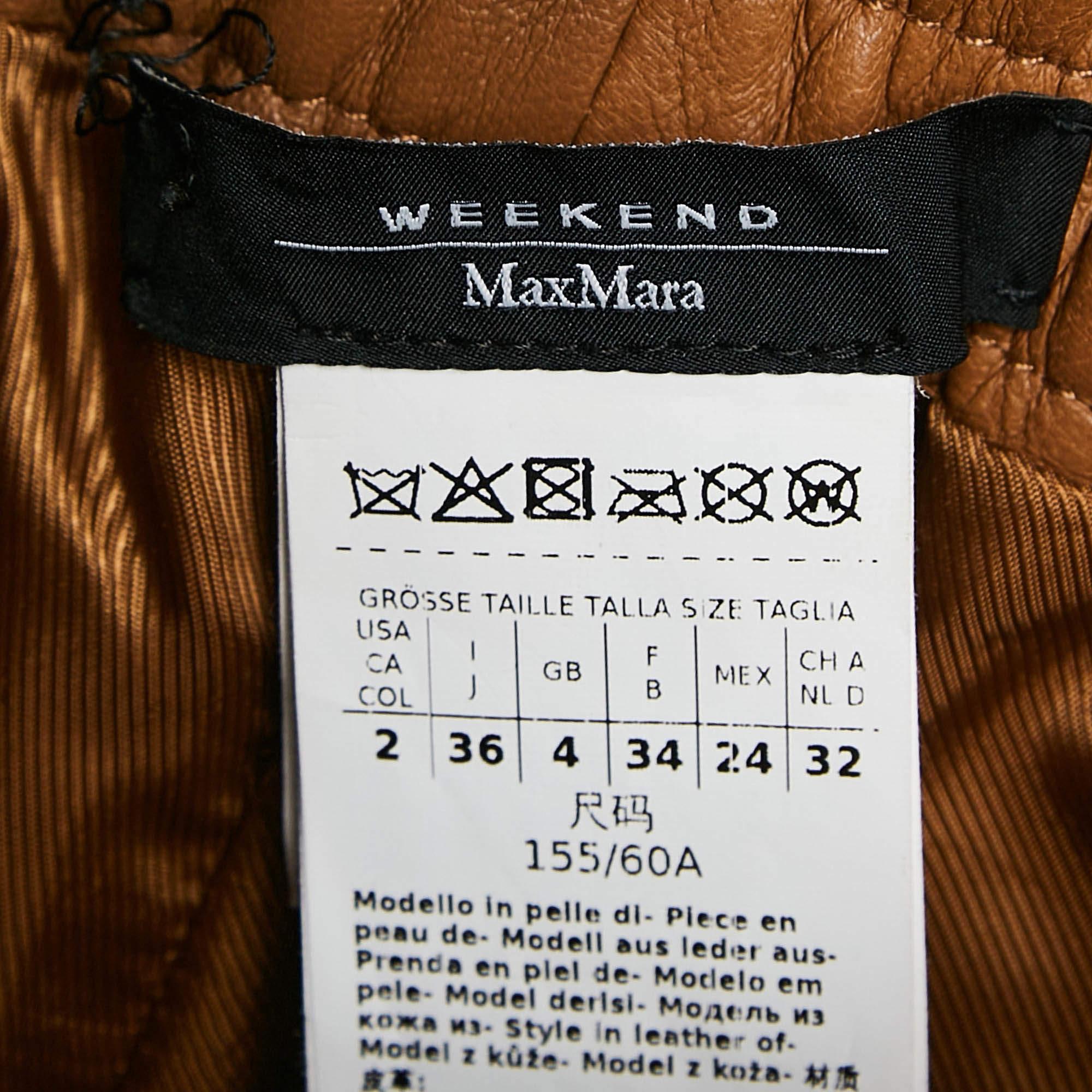 Women's Weekend Max Mara Brown Leather Pants XS For Sale