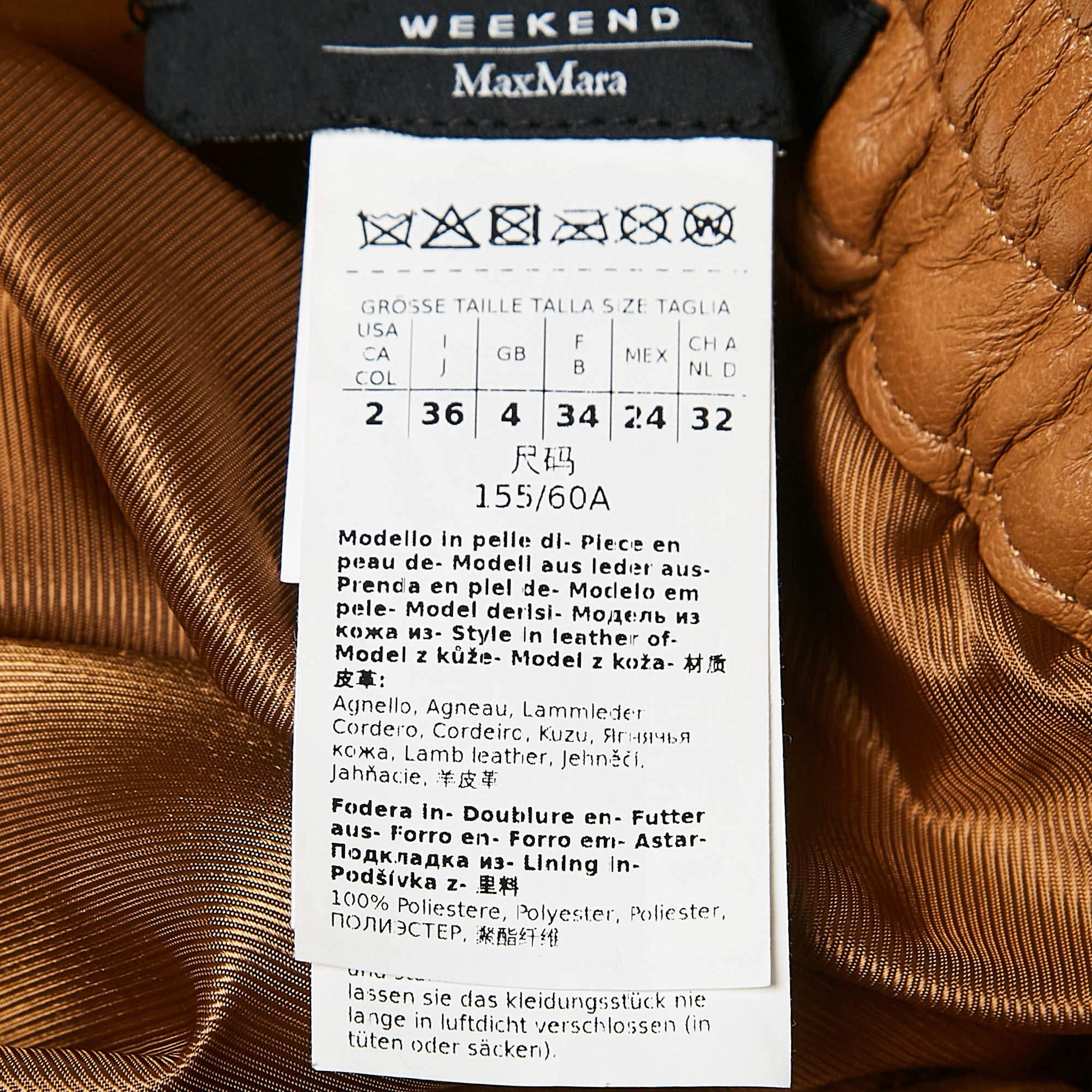 Weekend Max Mara Brown Leather Pants XS For Sale 1