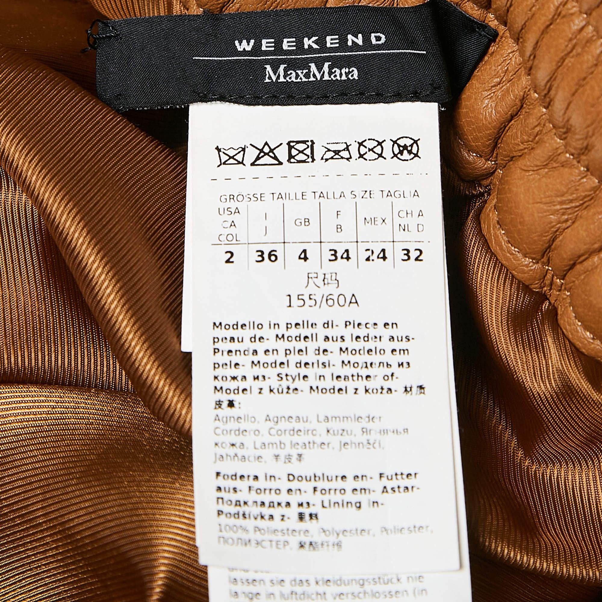 Weekend Max Mara Brown Leather Pants XS For Sale 2