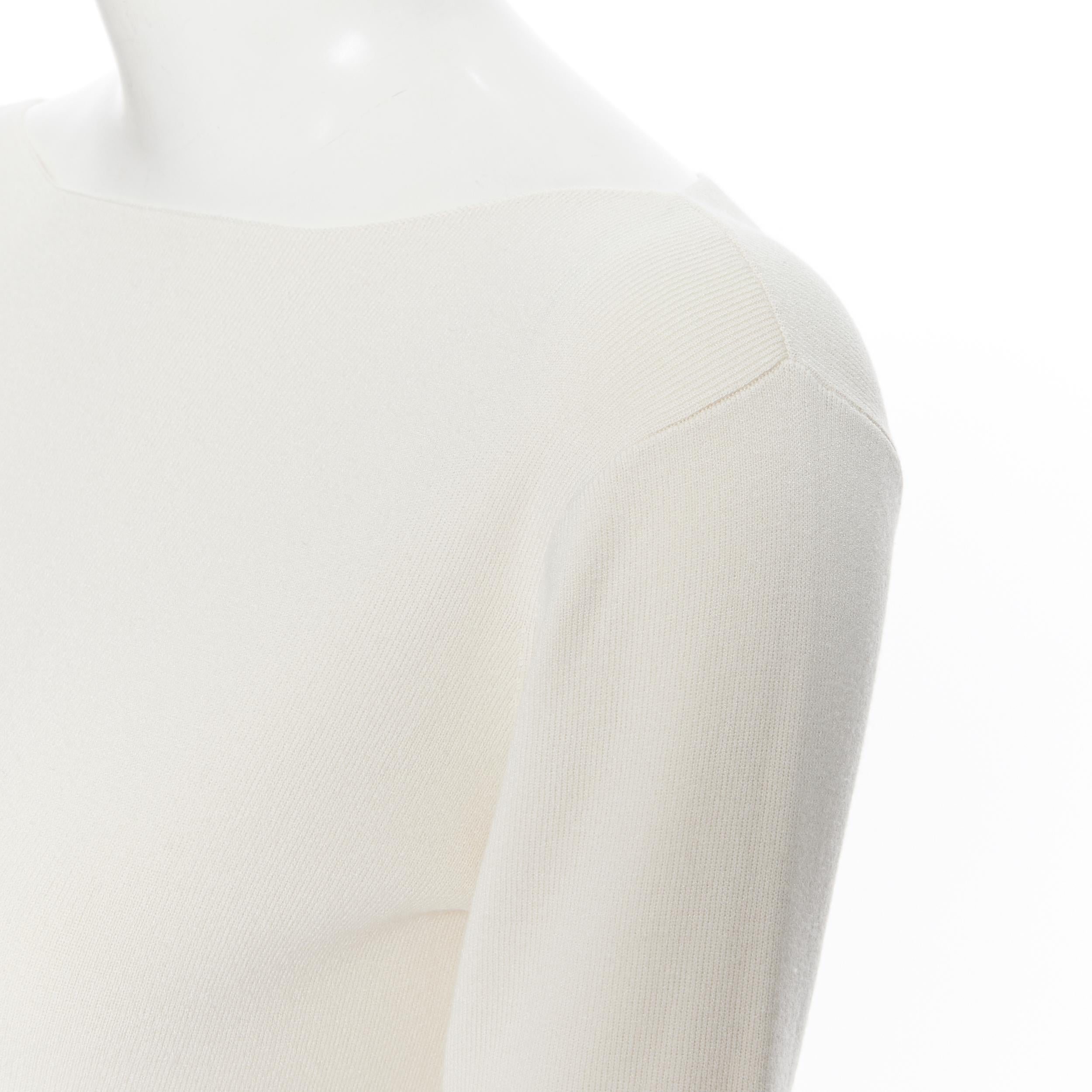 WEEKEND MAX MARA cream beige viscose polyamide knit boat neck sweater top XS
Brand: Weekend Max Mara
Model Name / Style: Knitted top
Material: Viscose blend
Color: Beige
Pattern: Solid
Extra Detail: Bateau neckline. Long sleeve. Long sleeve. Boat