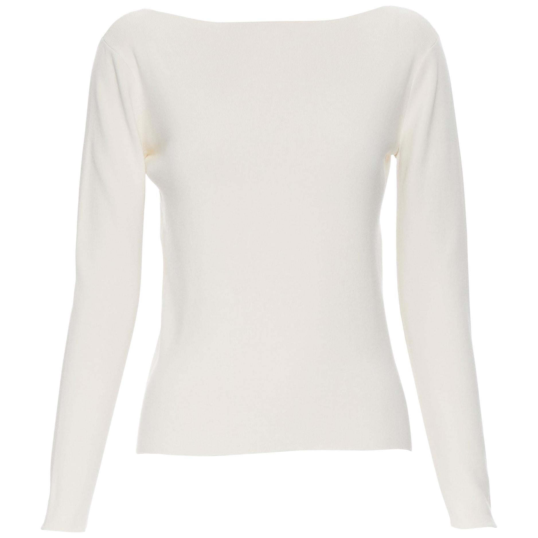 WEEKEND MAX MARA cream beige viscose polyamide knit boat neck sweater top XS