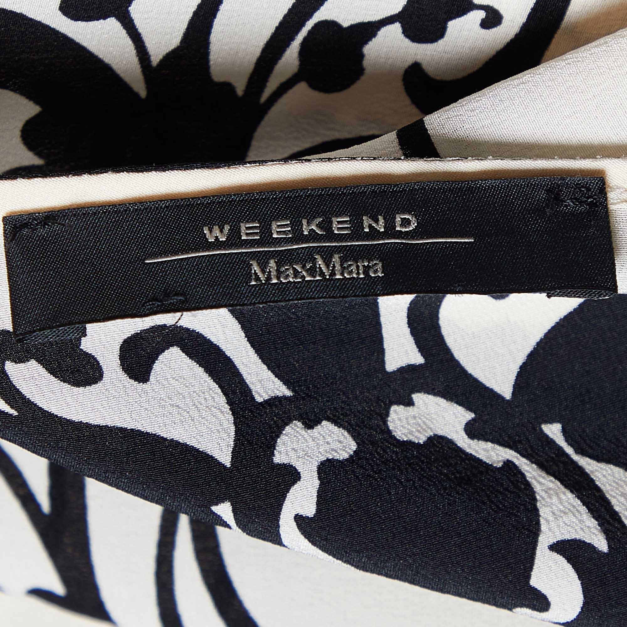 Weekend Max Mara Cream Printed Silk Kaftan Top M In Good Condition For Sale In Dubai, Al Qouz 2
