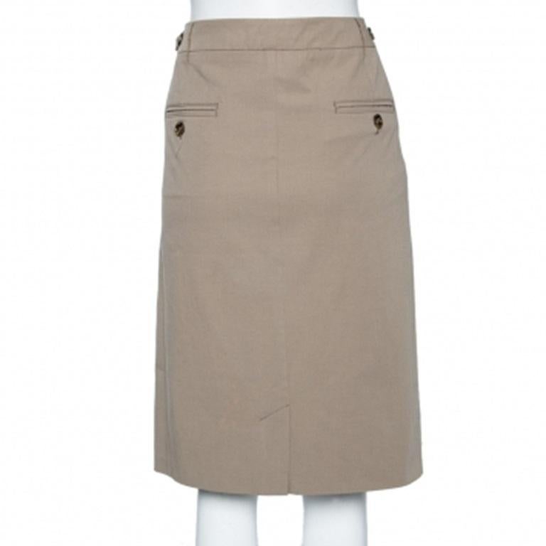 Fin de Semana Max Mara Falda de Algodón Crudo L Gris en venta