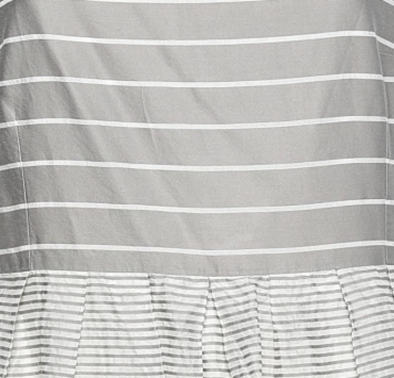 Weekend Max Mara Grey Cotton & Silk Striped Maxi Dress L 1