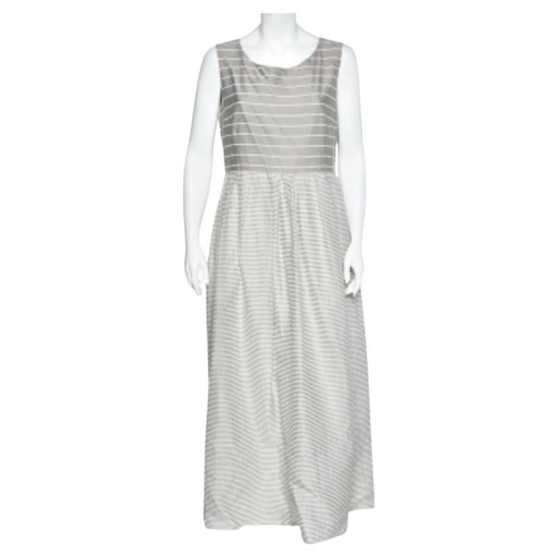 Maxi abito a righe in cotone e seta grigio Max Mara L.L.A.