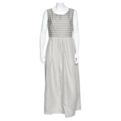 Weekend Max Mara Grey Cotton & Silk Striped Maxi Dress L